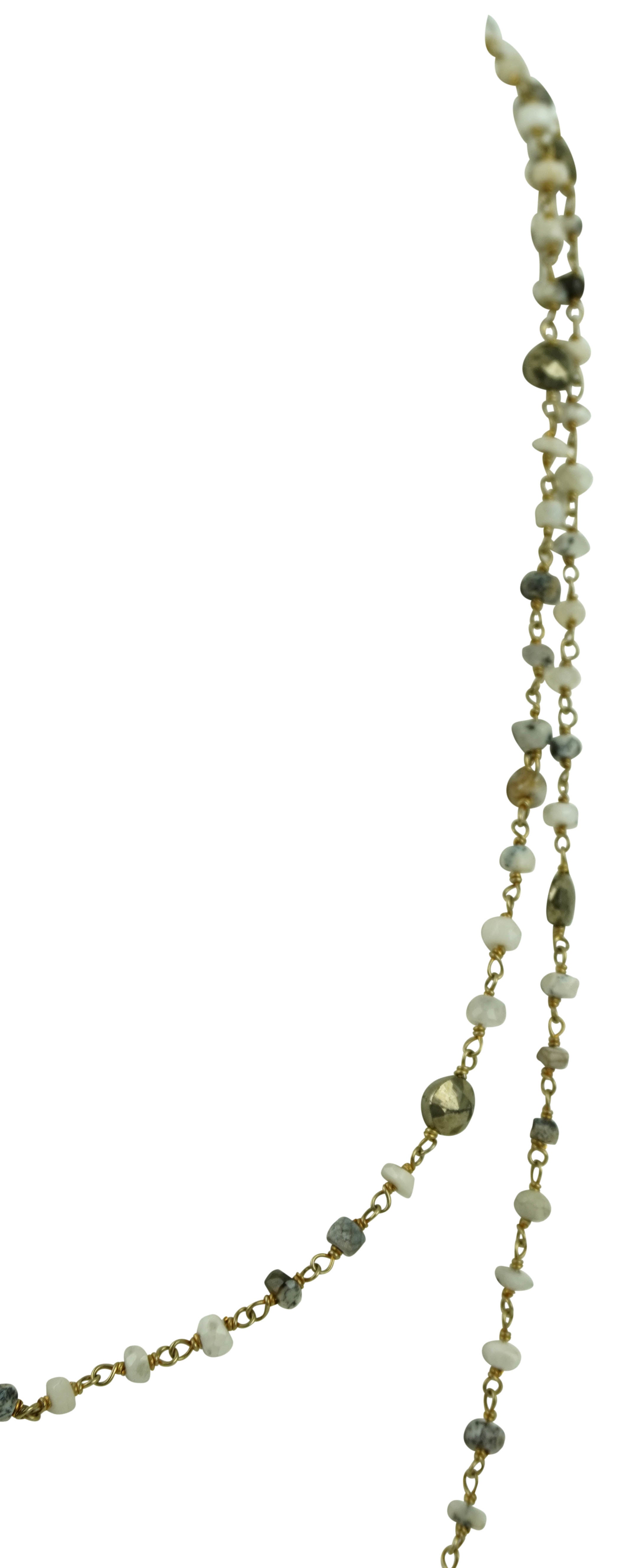 Ela Rae Diana Satellite Necklace in Dendrite Opal/Pyrite 6 Ela Rae Diana Satellite Necklace in Dendrite Opal/Pyrite