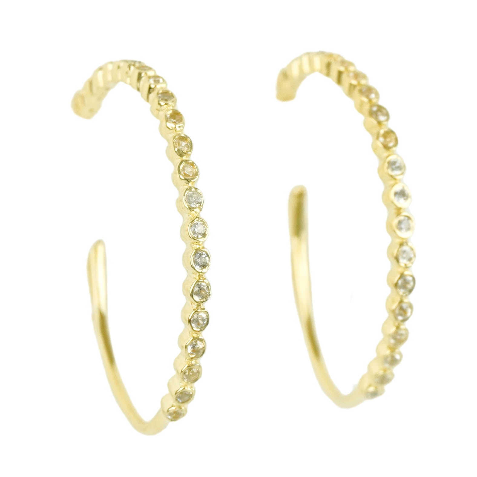 Ela Rae Small Bezel Hoop Earrings 2 Ela Rae Small Bezel Hoop Earrings