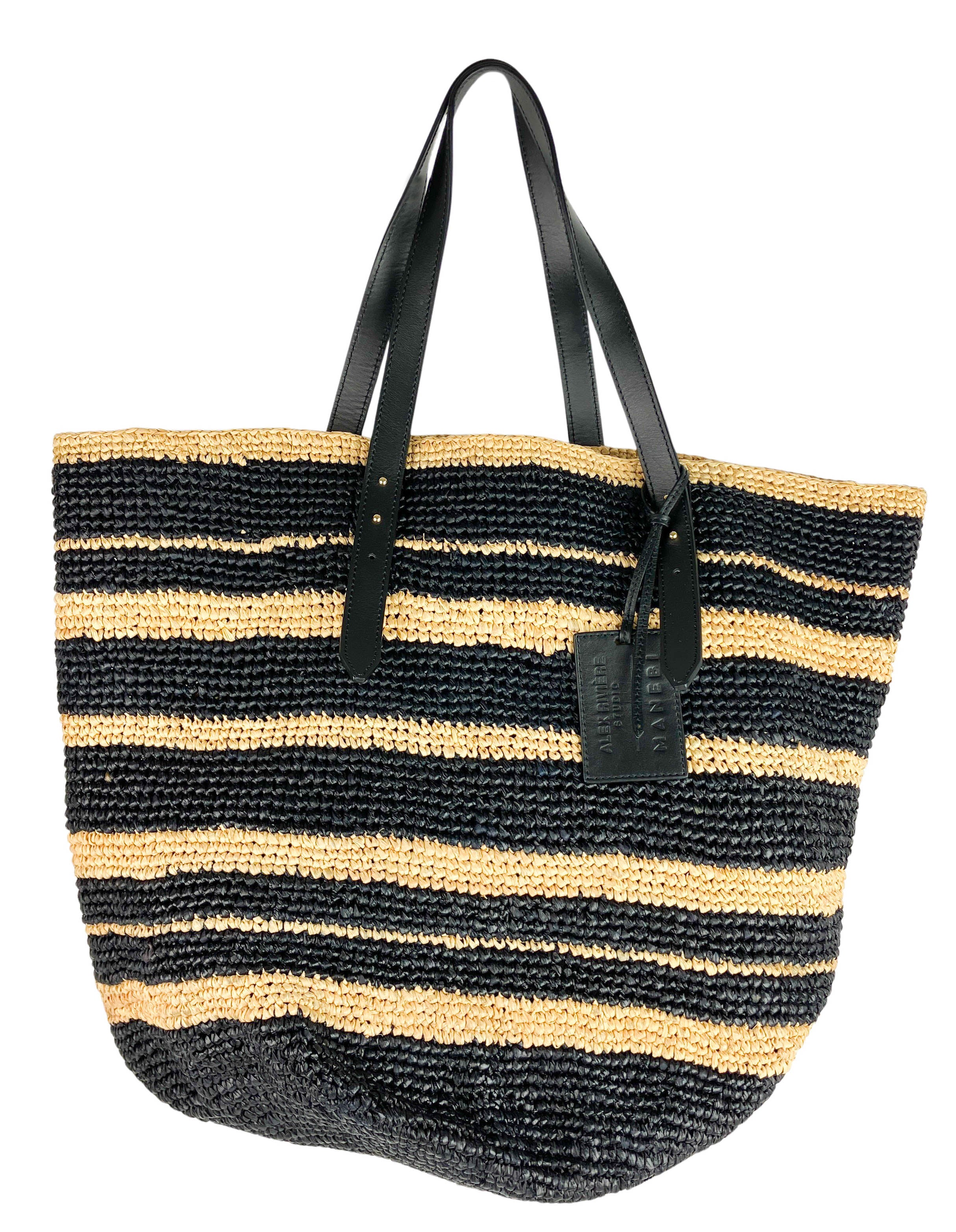 Alex Rivière x Manebi Bahia Striped Tote Bag in Natural and Black