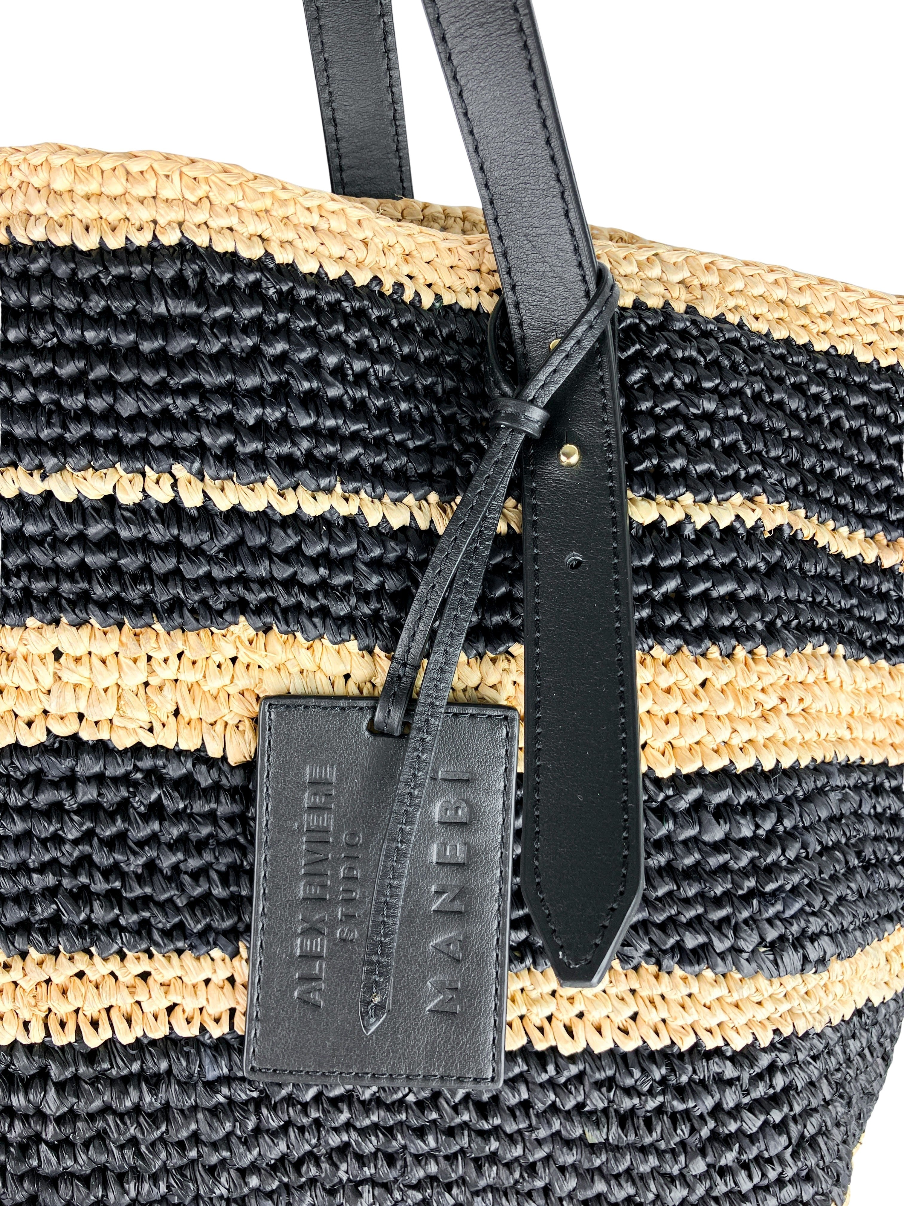 Alex Rivière x Manebi Bahia Striped Tote Bag in Natural and Black 3 Alex Rivière x Manebi Bahia Striped Tote Bag in Natural and Black