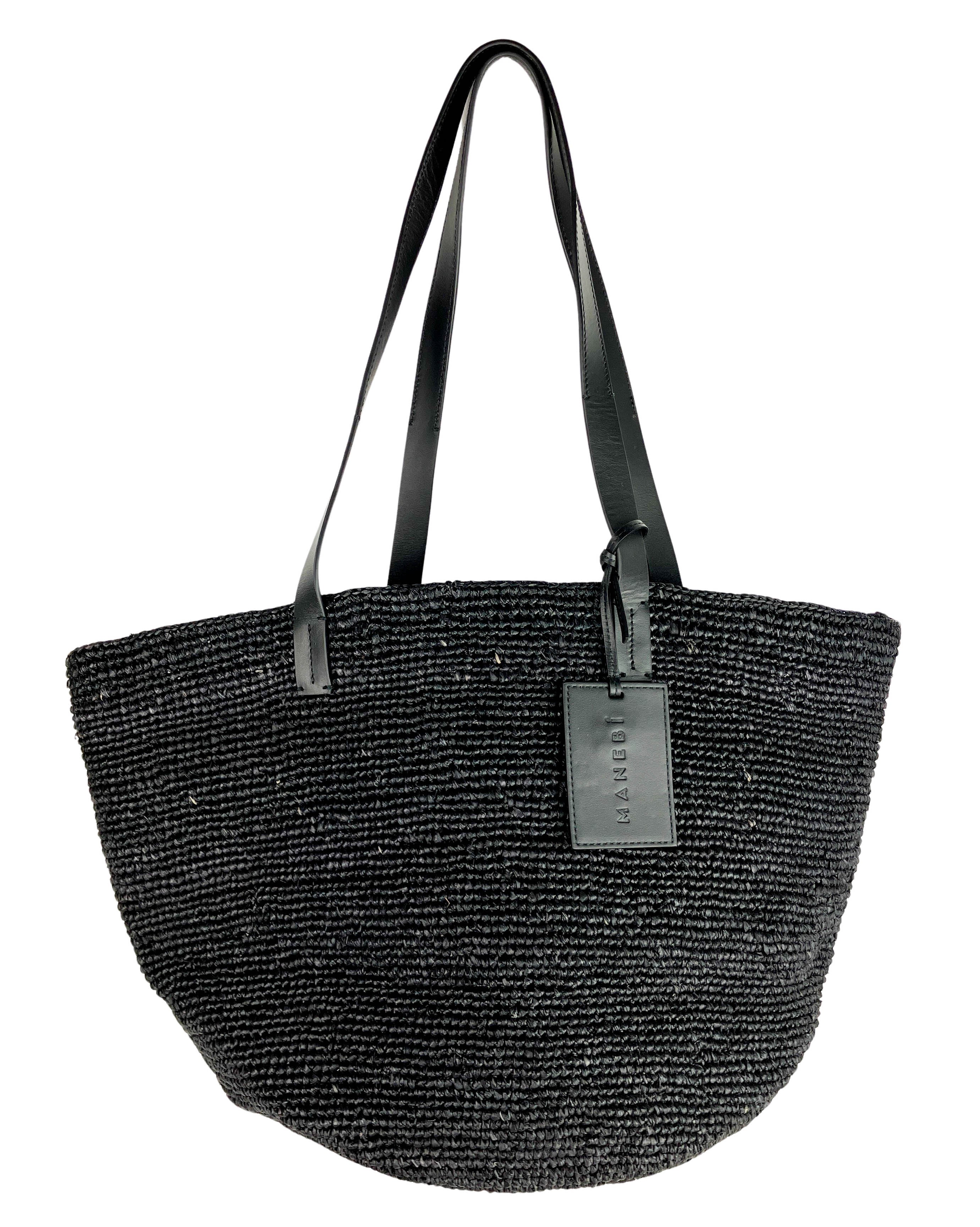 Manebí Woven Basket Bag in Black