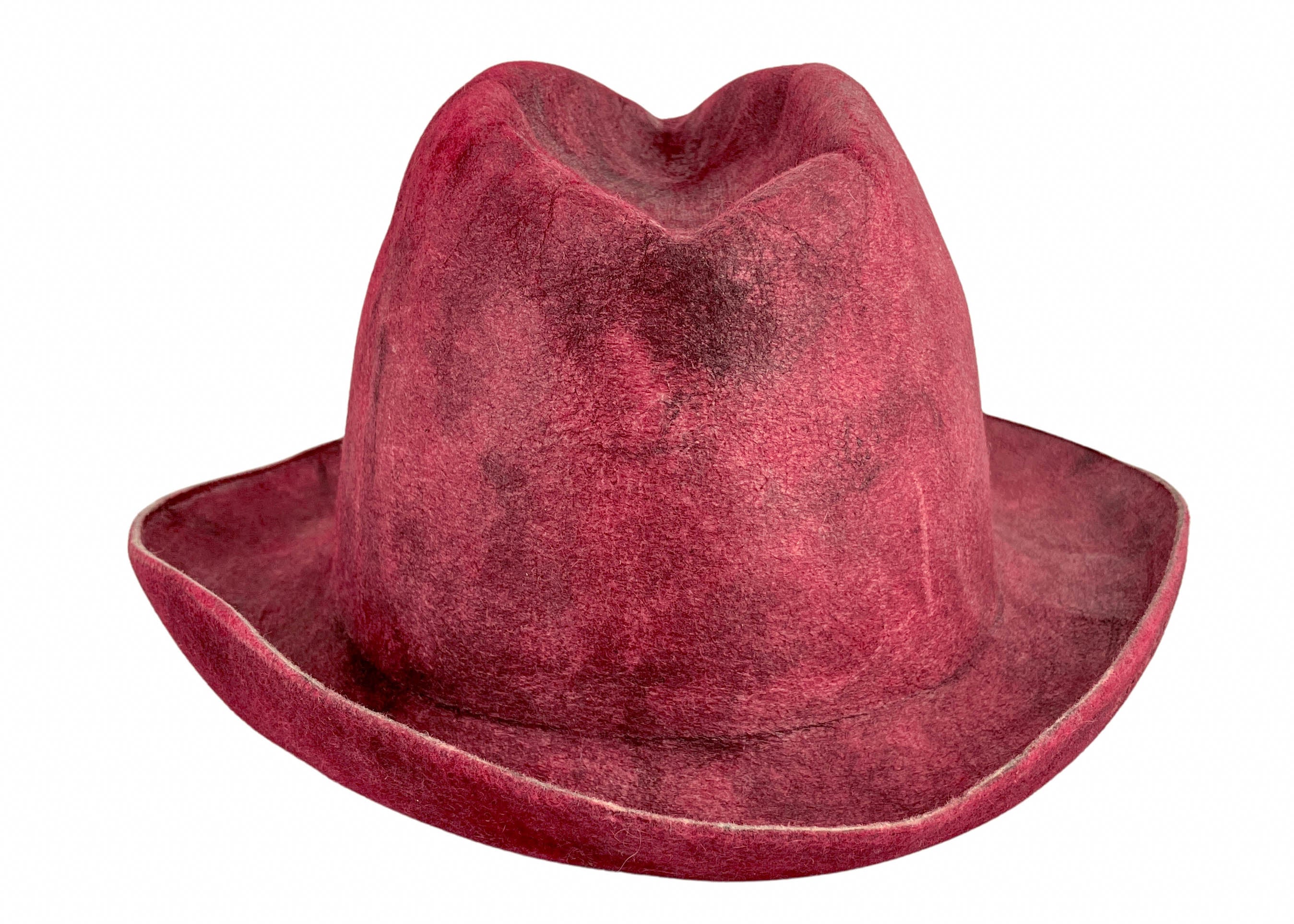 Reinhard Plank Textured Fedora in Maroon Multi 1 Reinhard Plank Textured Fedora in Maroon Multi