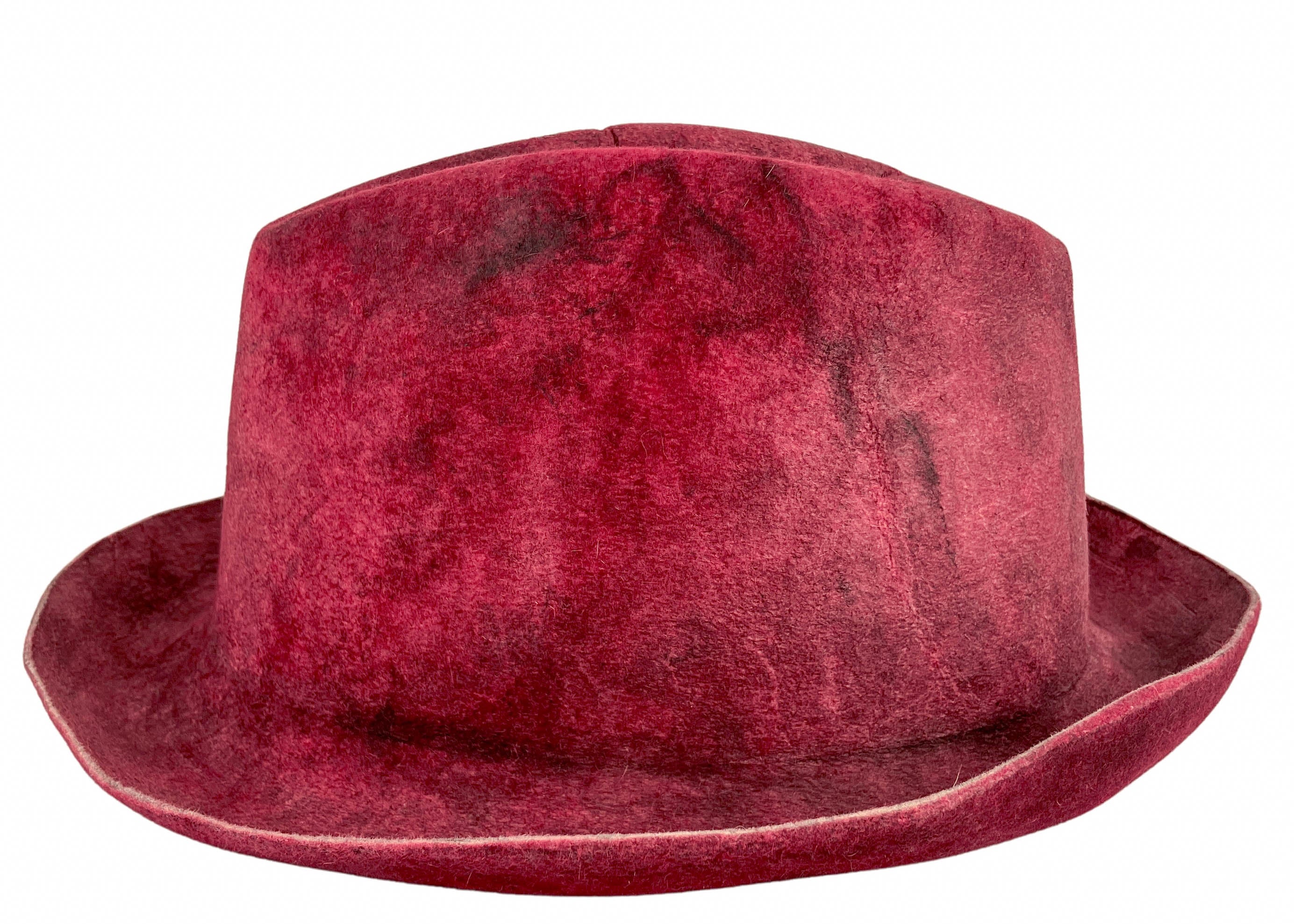 Reinhard Plank Textured Fedora in Maroon Multi 3 Reinhard Plank Textured Fedora in Maroon Multi