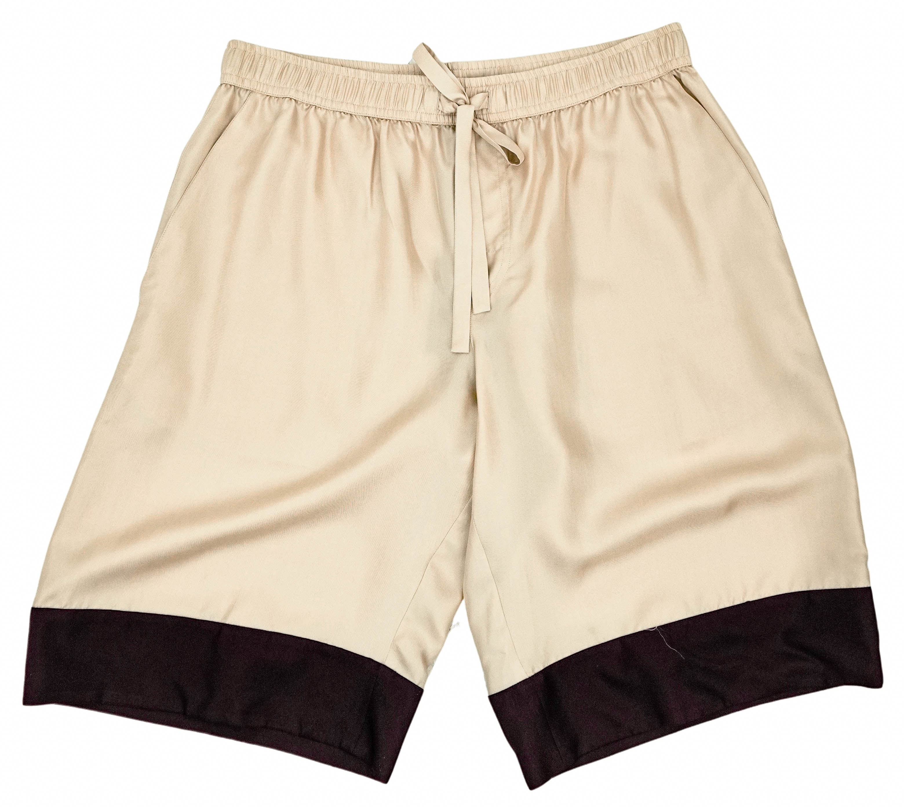 Dolce & Gabbana Silk Shorts in Light Beige and Brown 1 Dolce & Gabbana Silk Shorts in Light Beige and Brown