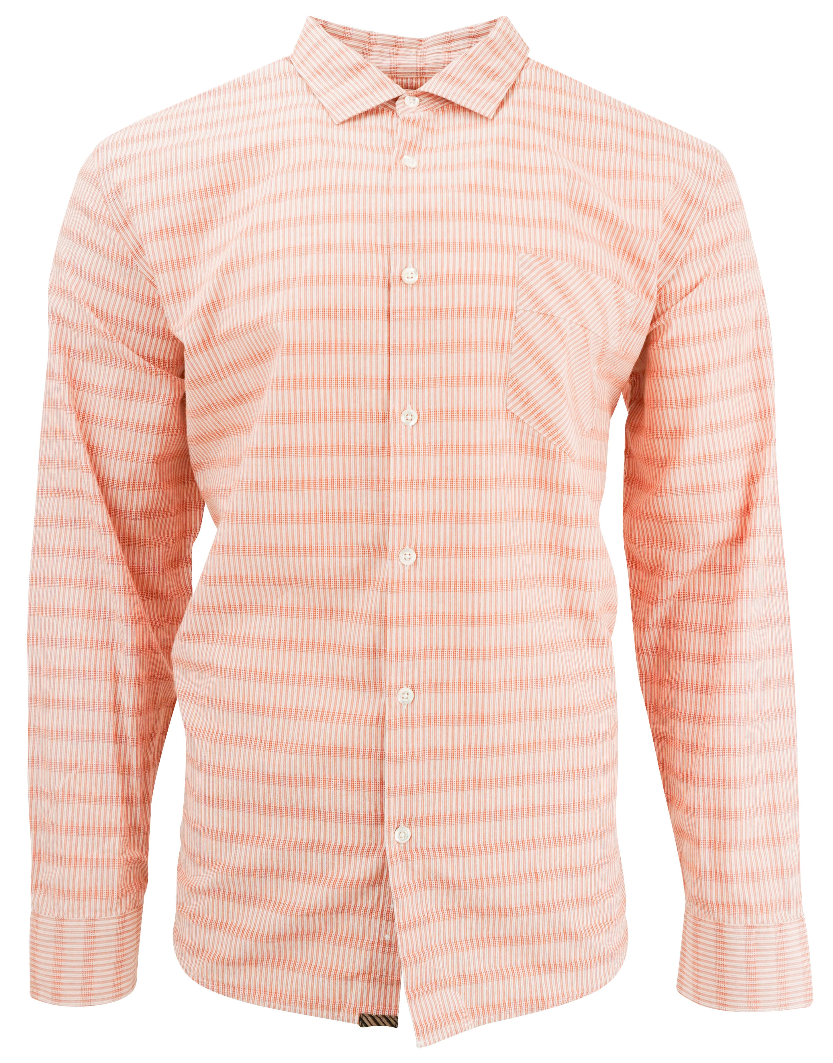 Billy Reid Long Sleeve Button Down Shirt in Orange and White