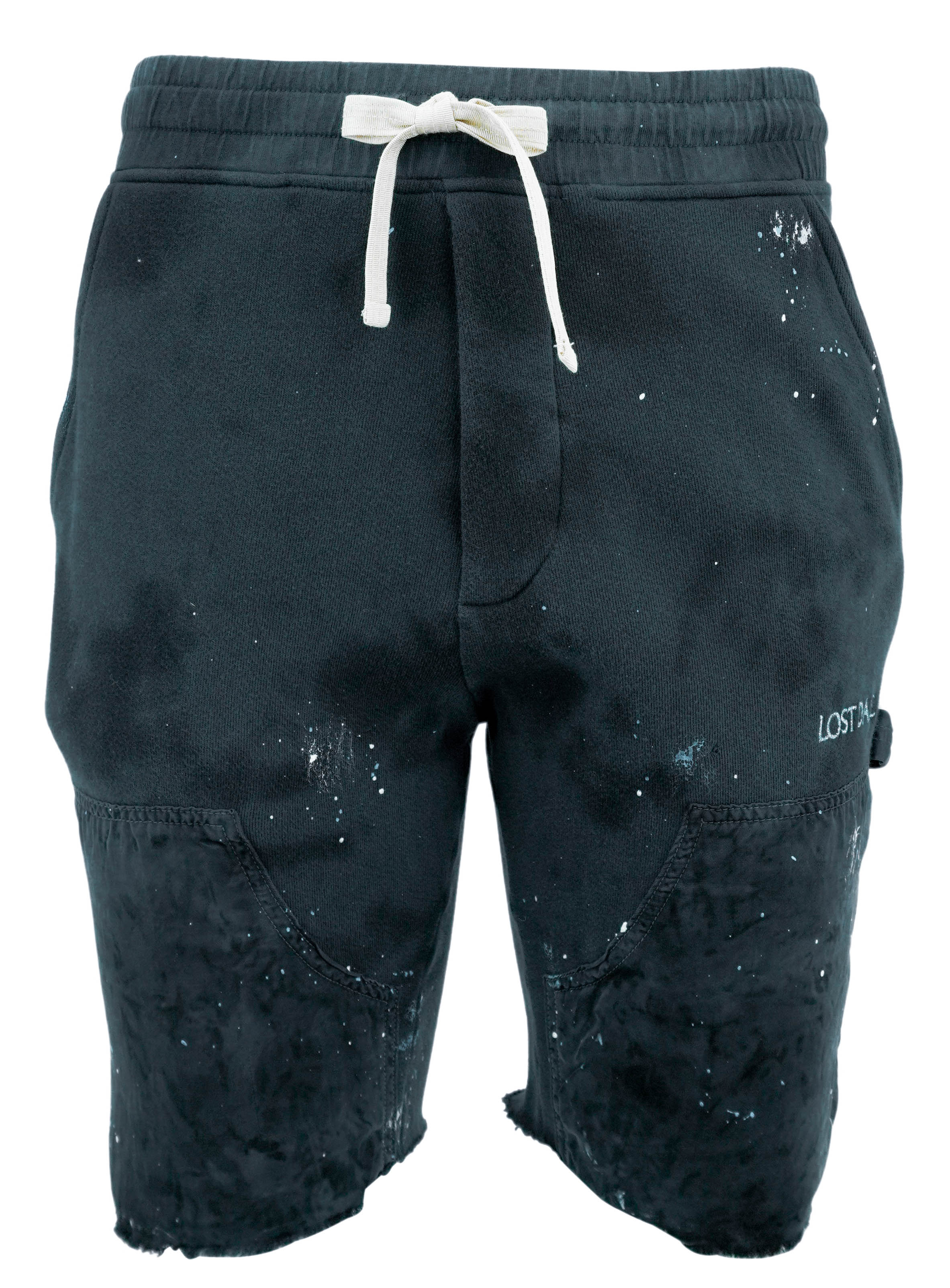 Lost Daze Paint Splatter Sweat Shorts in Navy