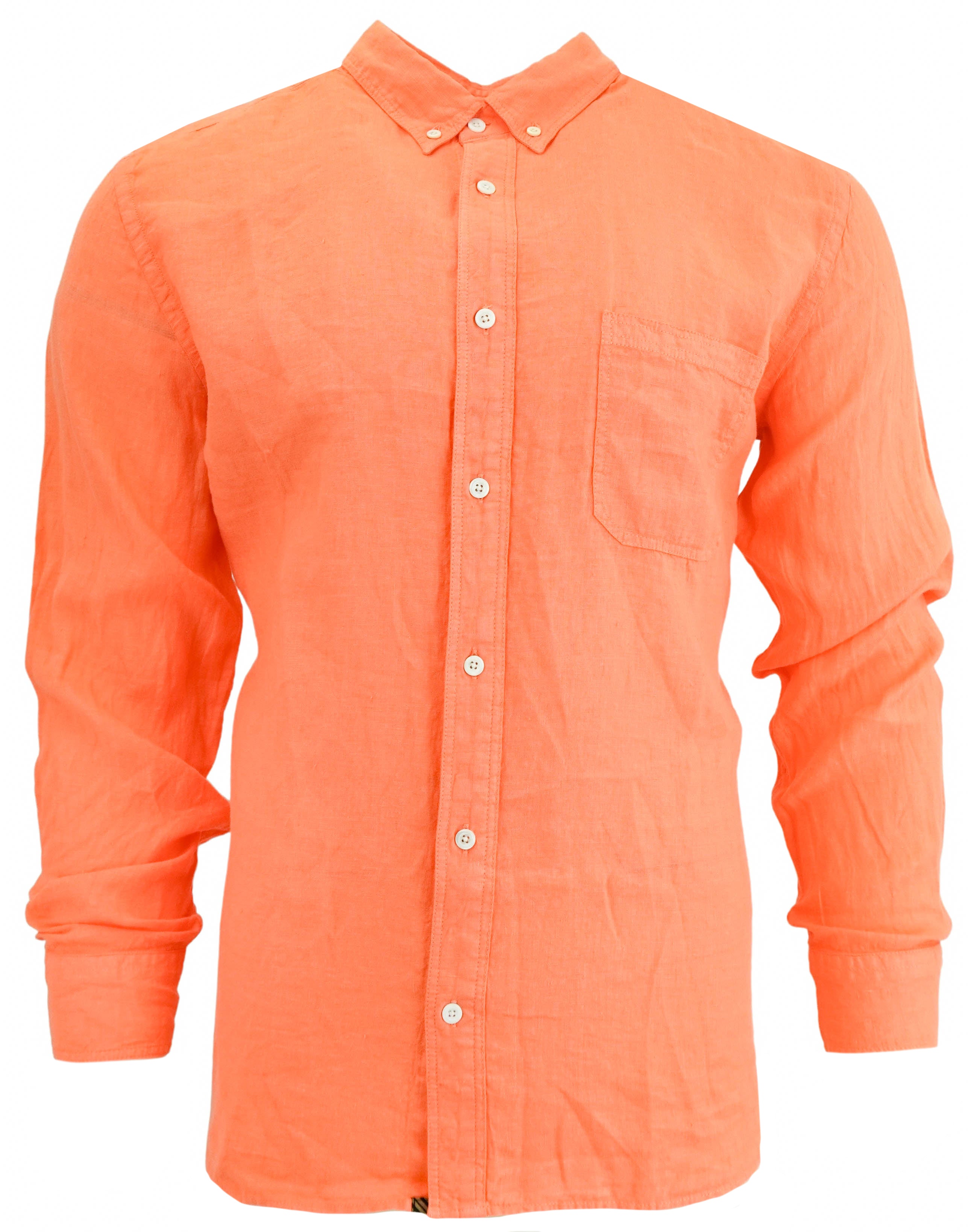 Billy Reid Tuscumbia Linen Shirt in Tangerine