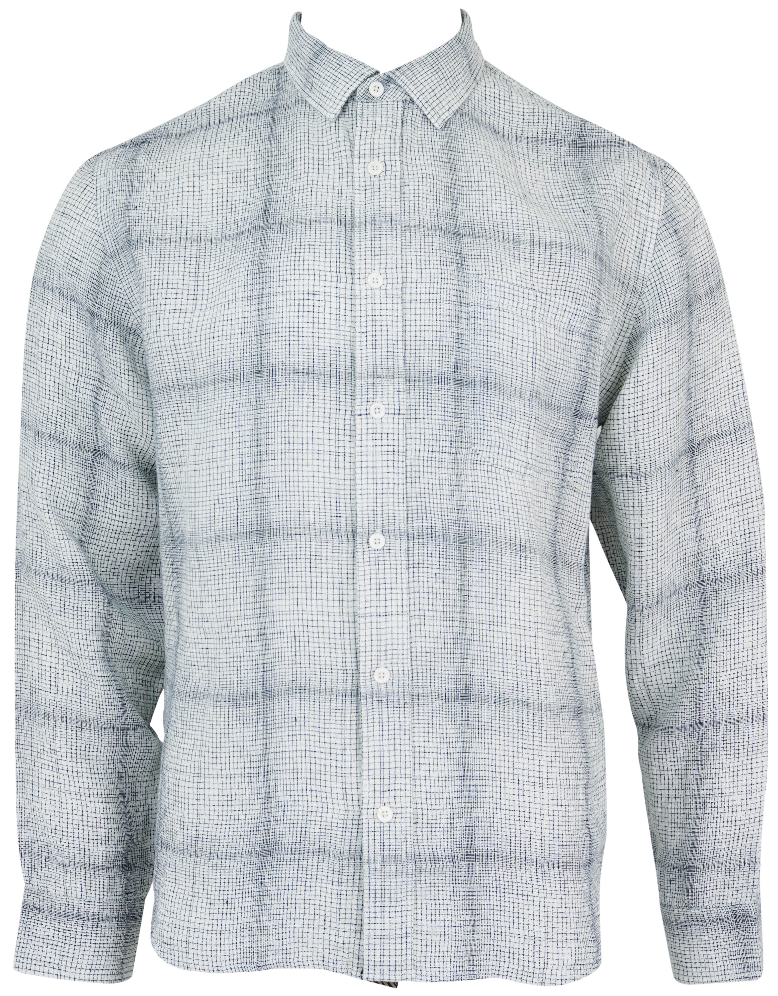 Billy Reid Tuscumbia Shirt in Carbon Blue and White
