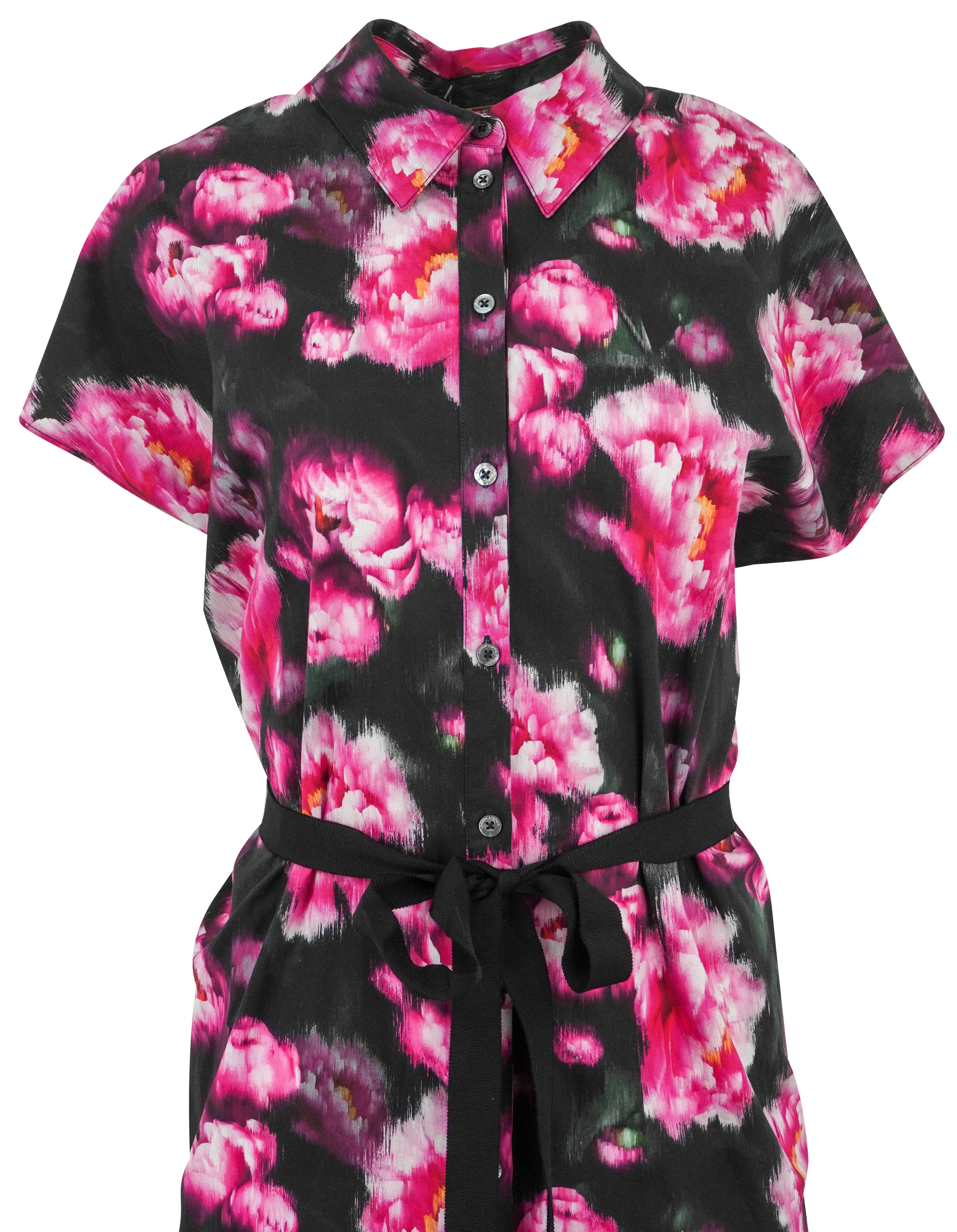 Adam Lippes Shirt Dress in Black Floral