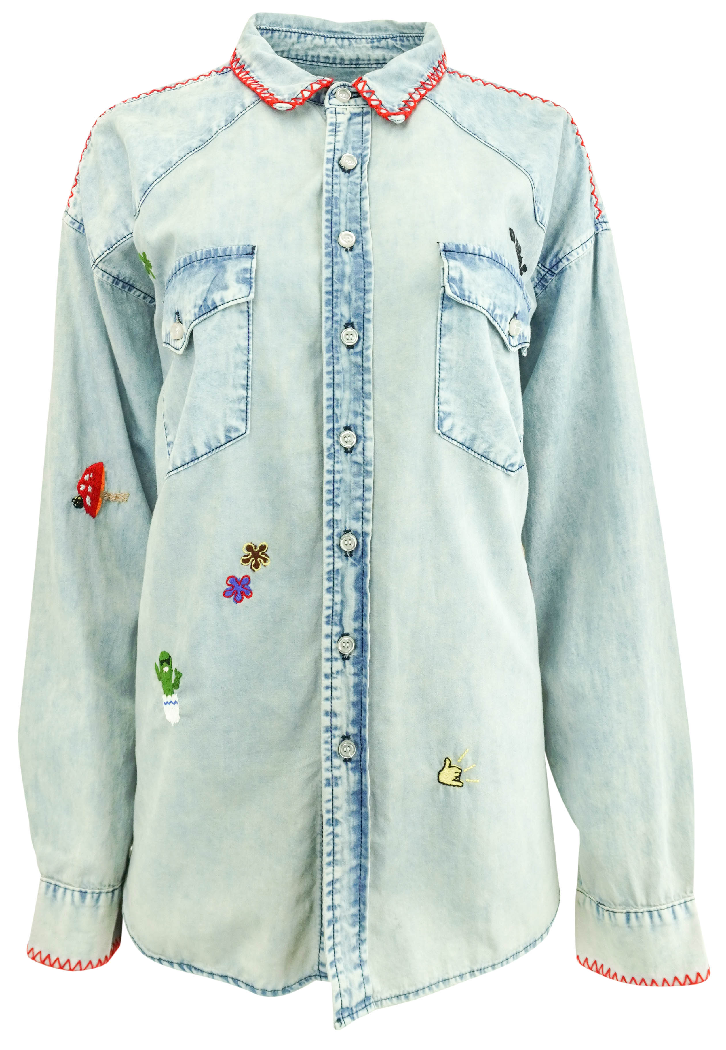 NSF Suz Denim Button Up Shirt in Blue