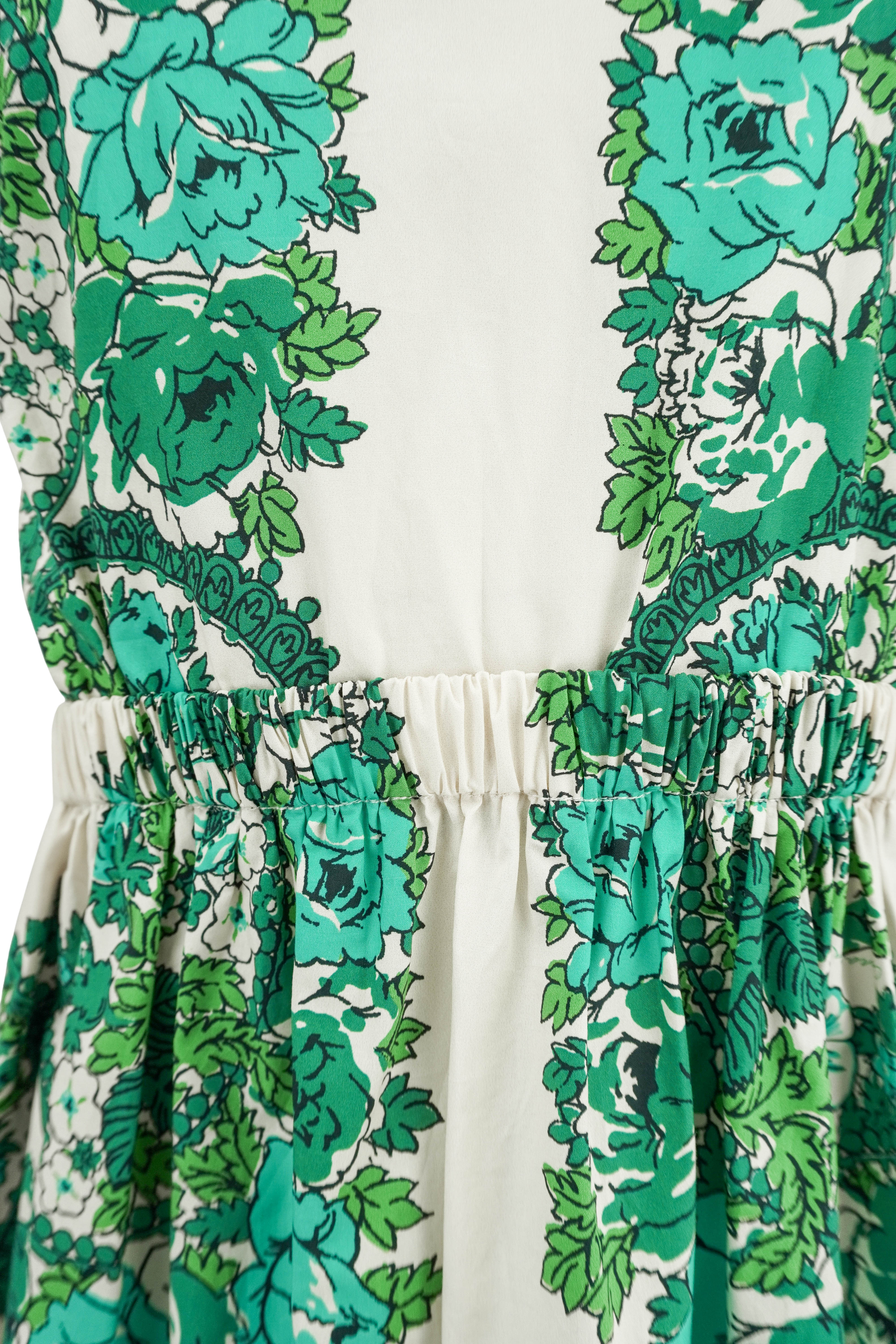 Cara Cara Colomba Sleeveless Open Tie-Back Dress in Teal Floral Topiary