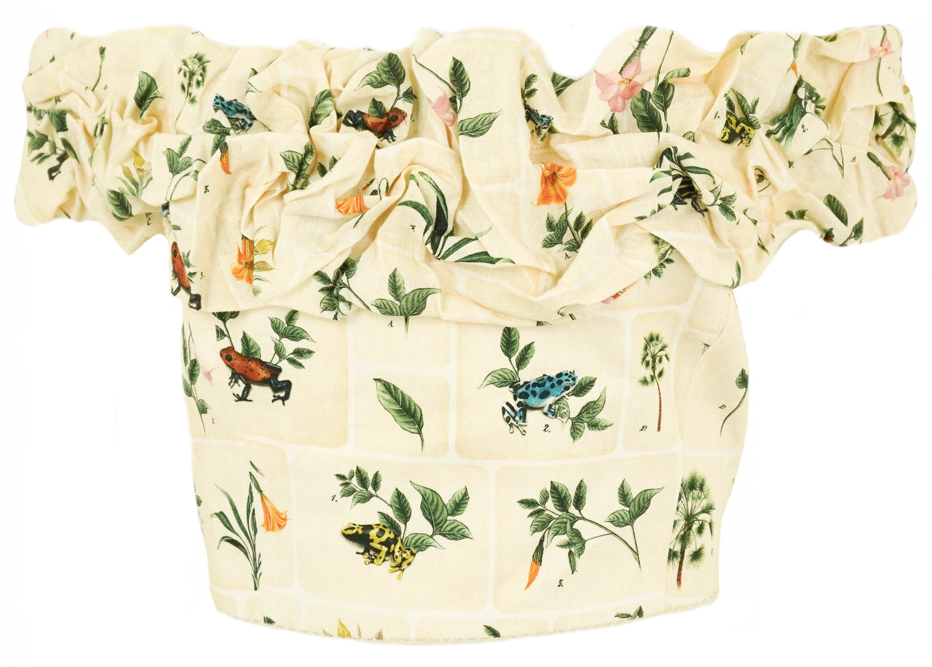 Agua Bendita Aceituna Ranas Linen Cropped Top in Multi