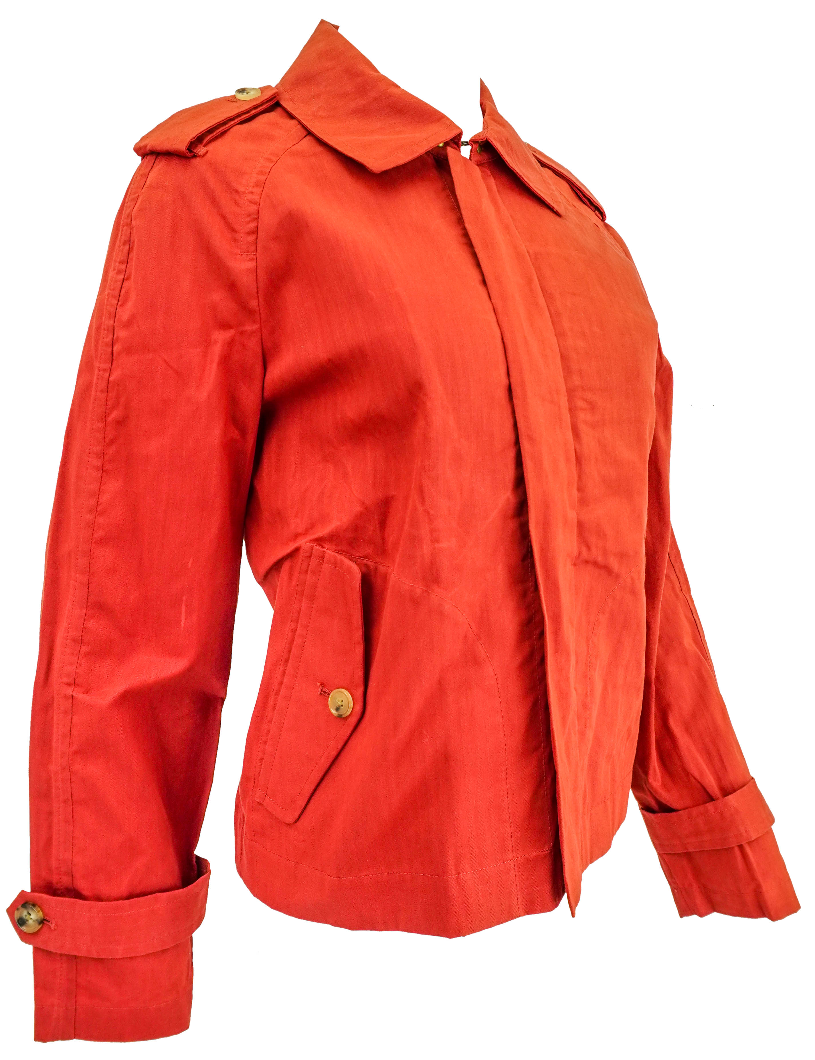 Billy Reid Cropped Raincoat in Red 3 Billy Reid Cropped Raincoat in Red