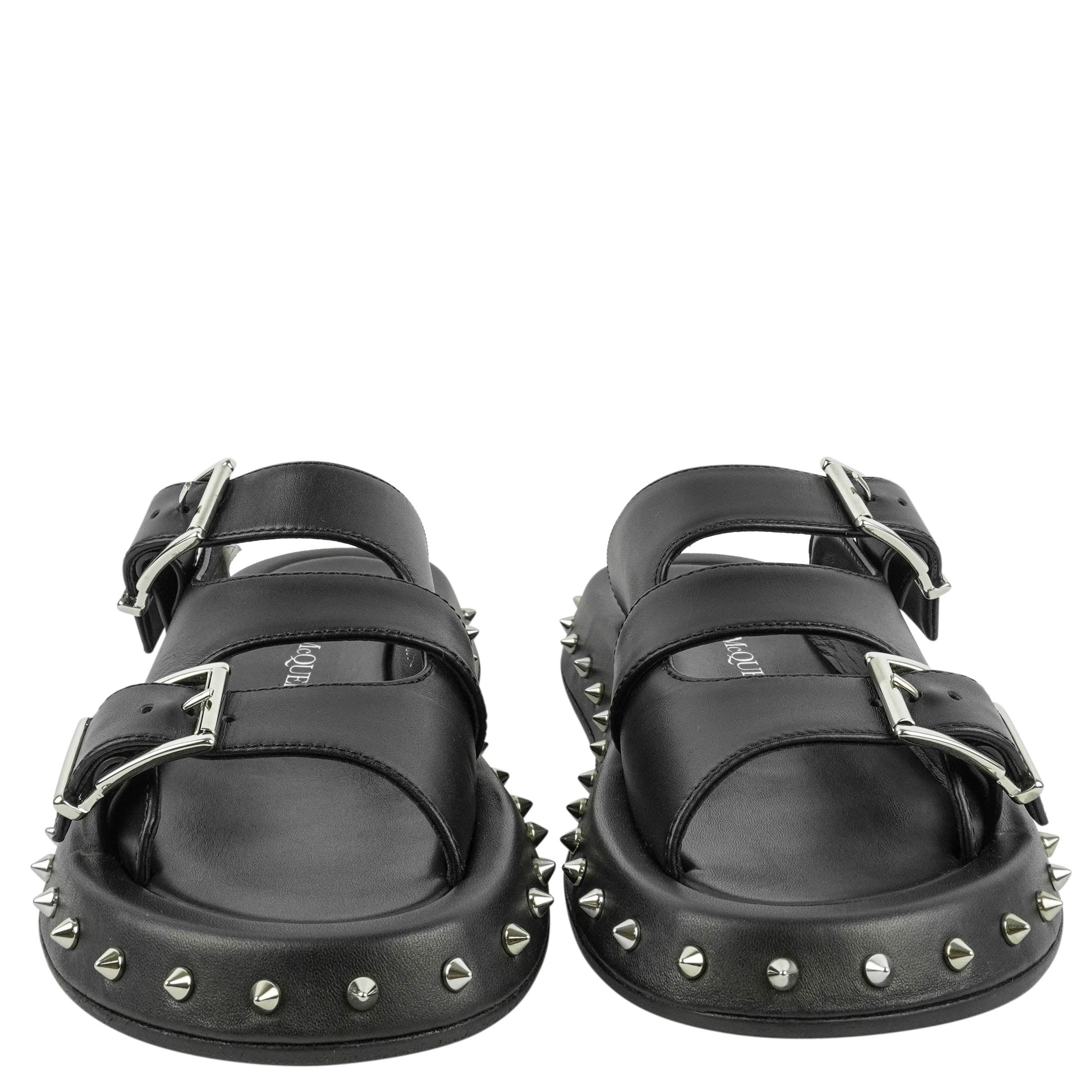 Alexander McQueen Buckle Leather Sandals in Black 3 Alexander McQueen Buckle Leather Sandals in Black