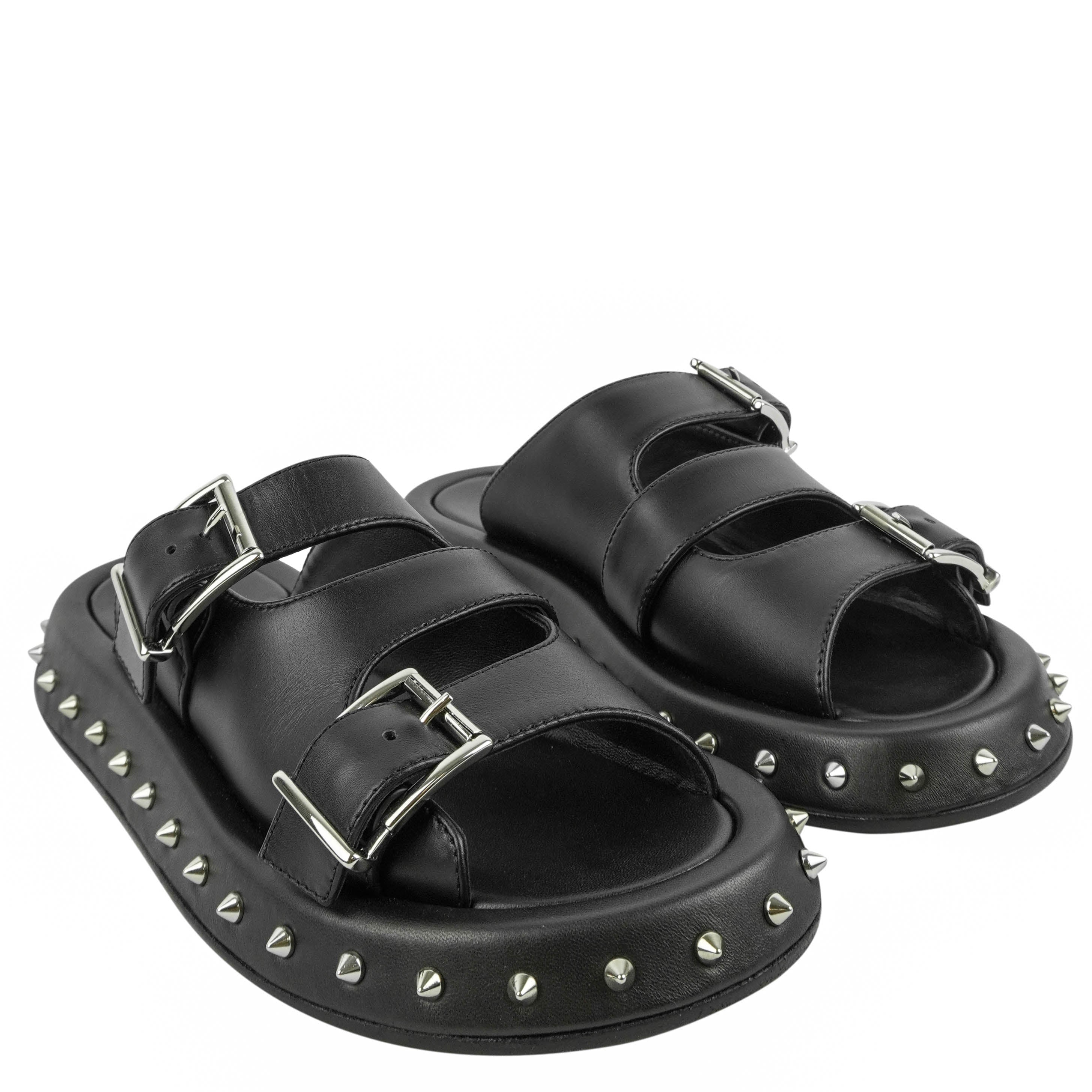 Alexander McQueen Buckle Leather Sandals in Black 4 Alexander McQueen Buckle Leather Sandals in Black