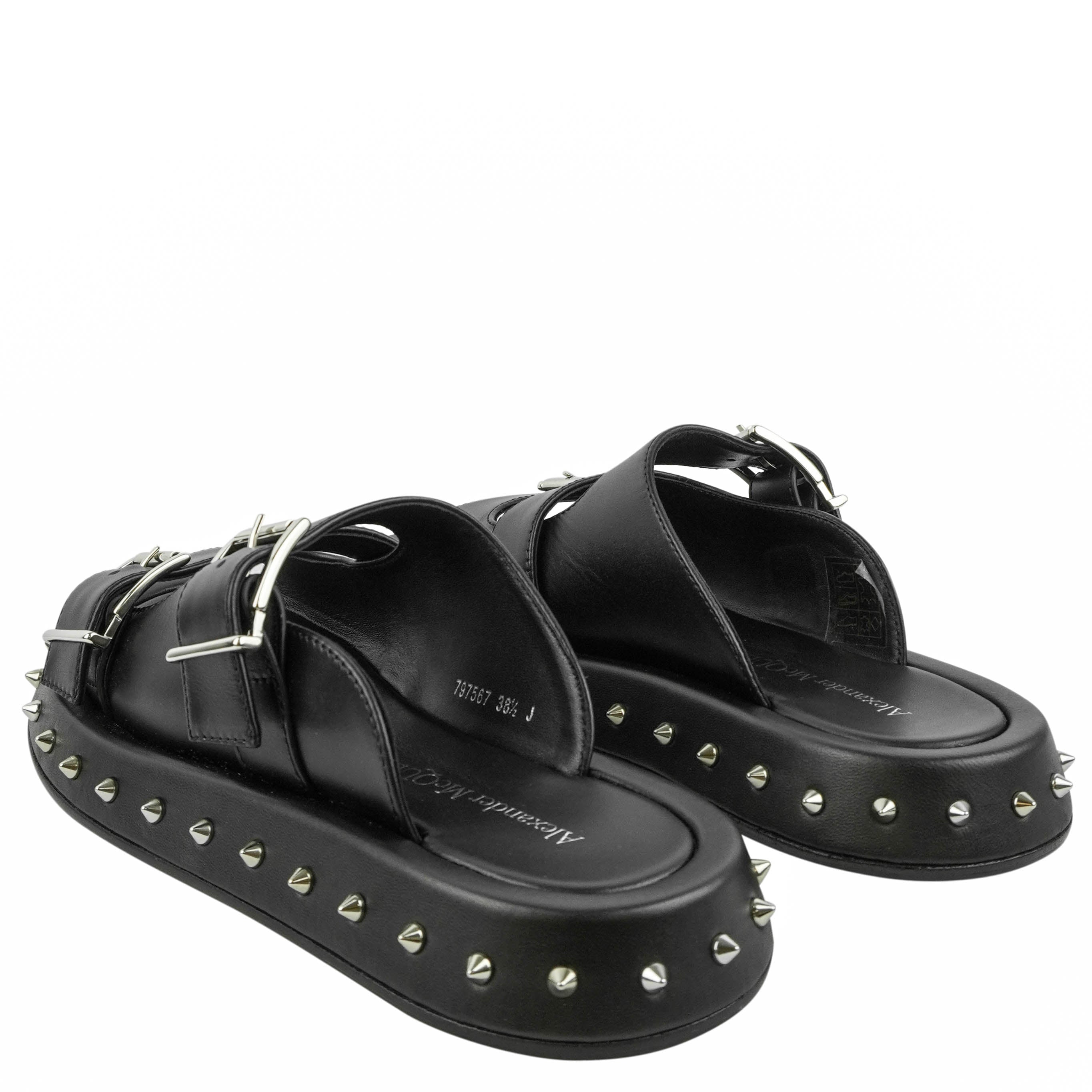 Alexander McQueen Buckle Leather Sandals in Black 5 Alexander McQueen Buckle Leather Sandals in Black