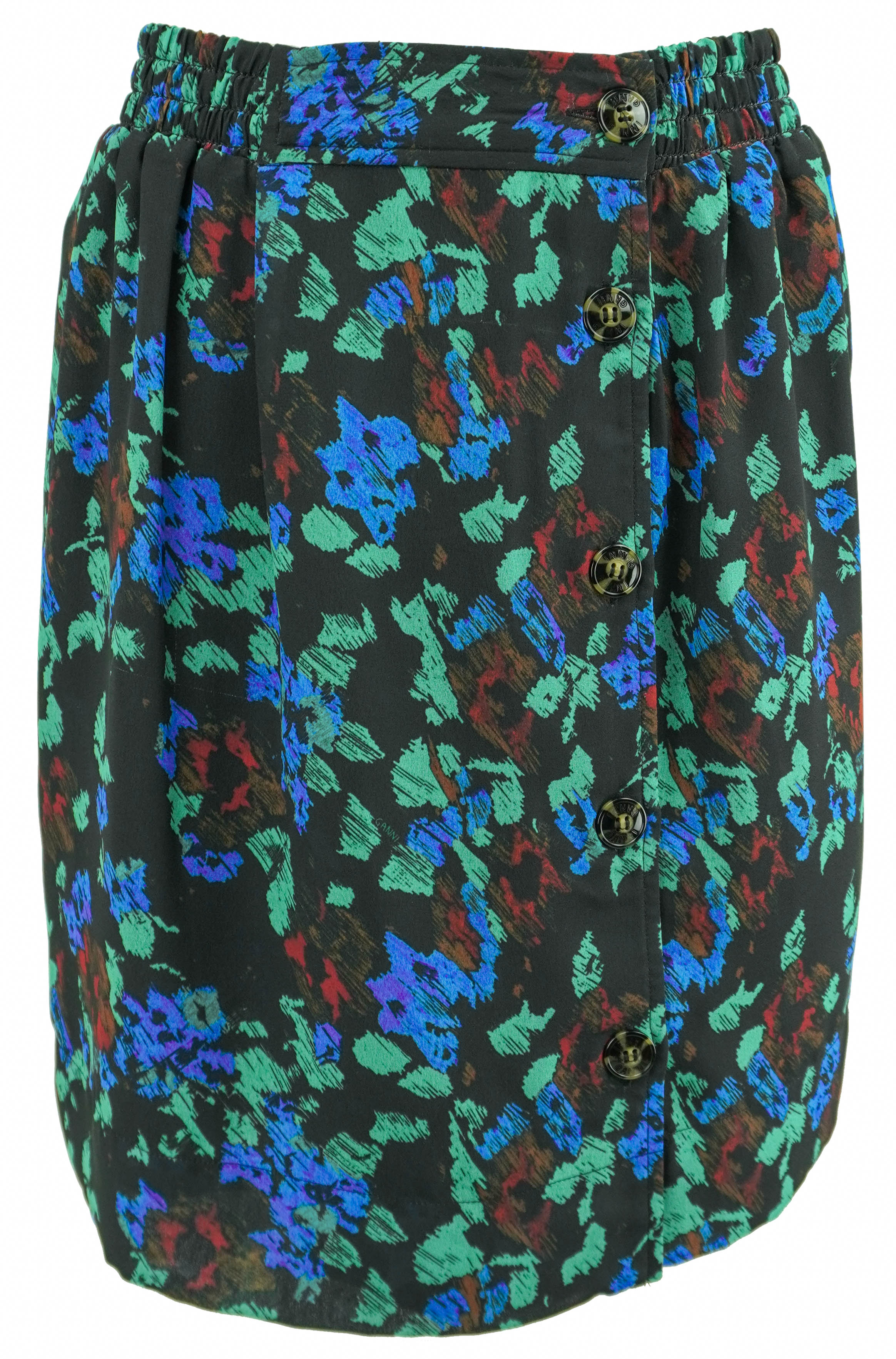 Ganni Printed Crepe Skirt in Meadow Azure Blue 1 Ganni Printed Crepe Skirt in Meadow Azure Blue