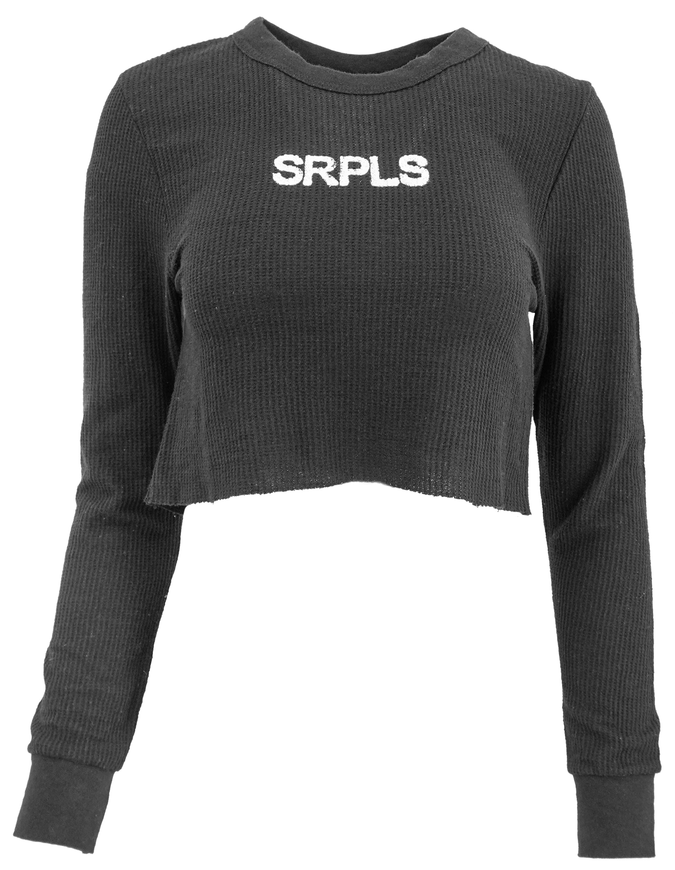 NSF SRPLS Cropped Long Sleeve Top in Black