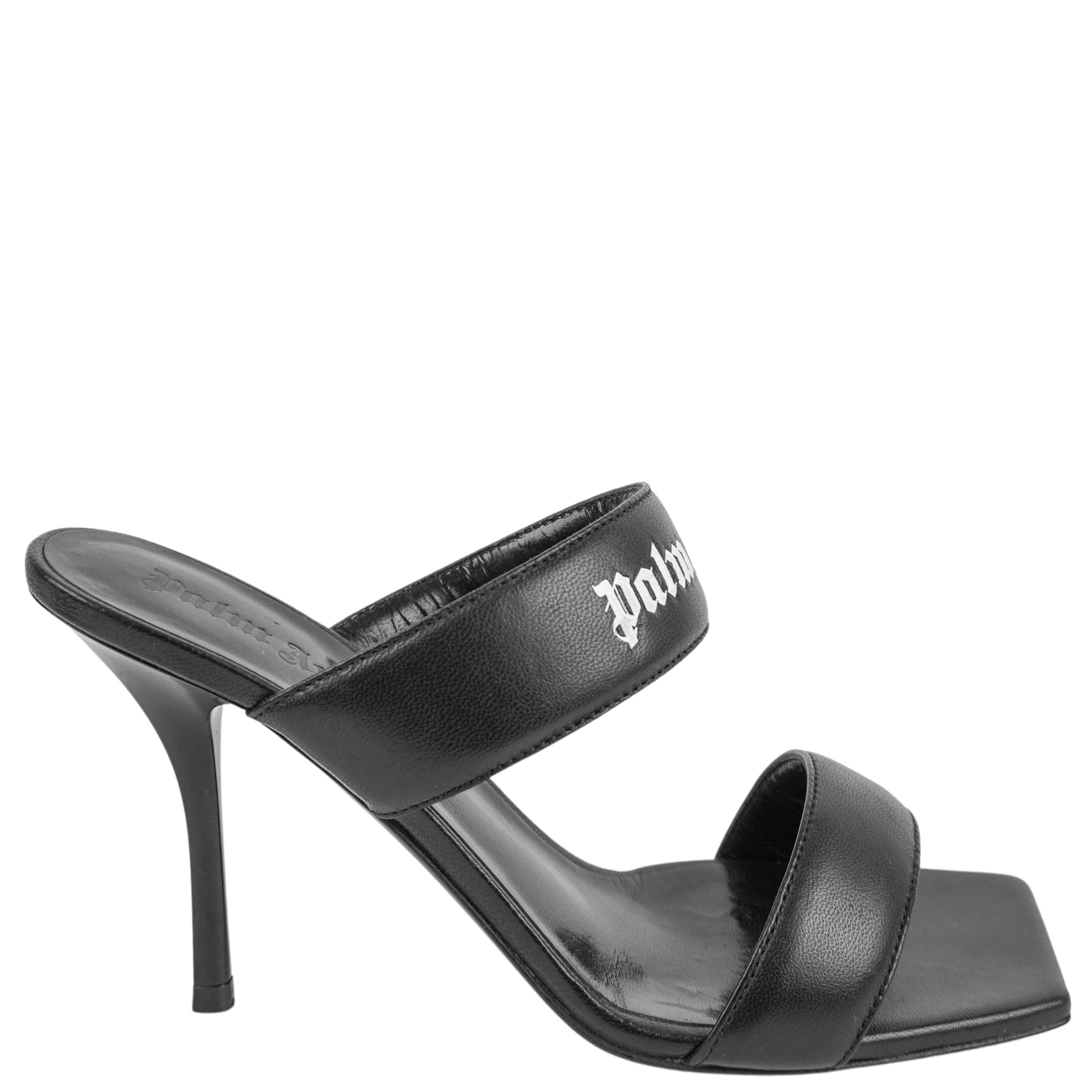 Palm Angels Logo Band Sandals in Black and White 1 Palm Angels Logo Band Sandals in Black and White