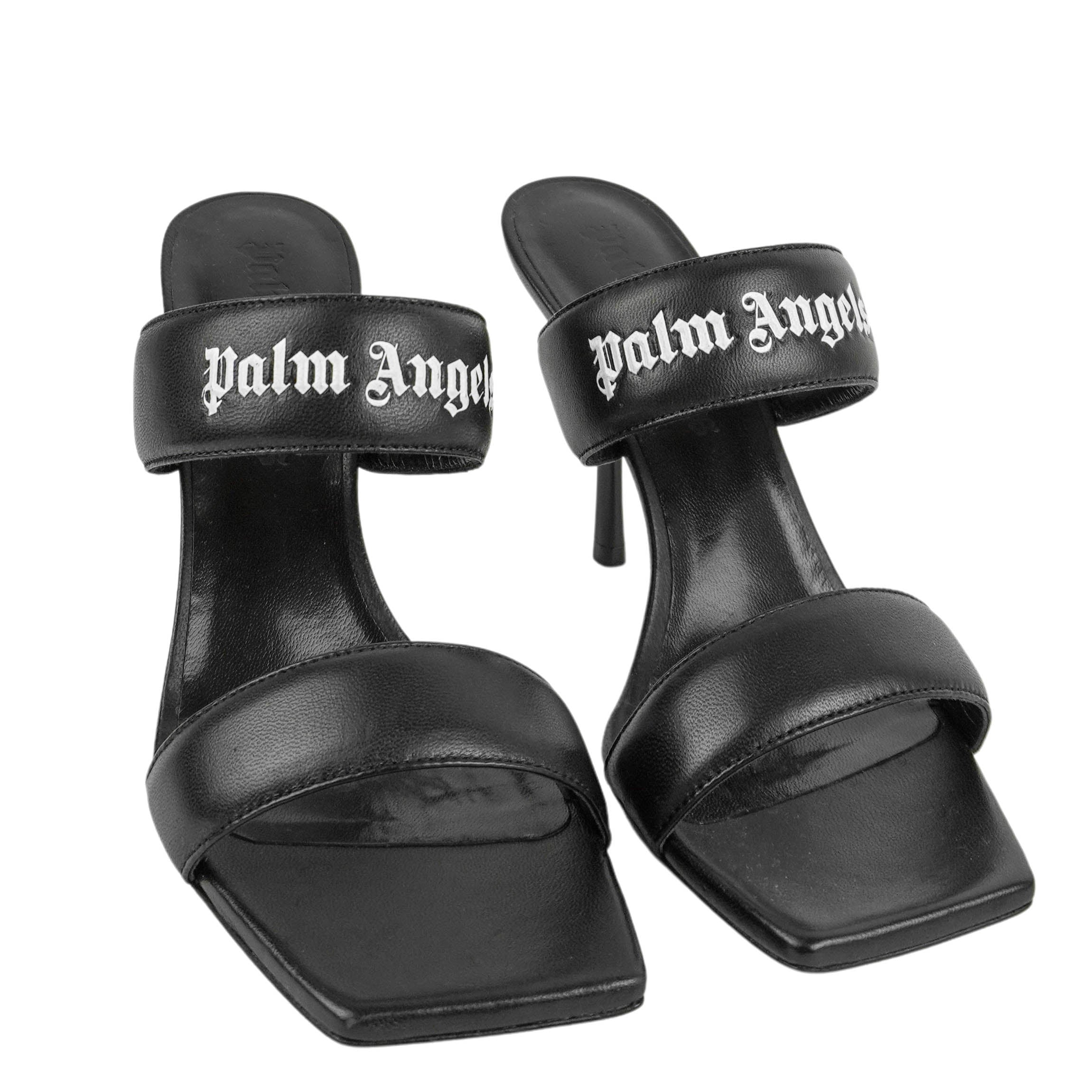 Palm Angels Logo Band Sandals in Black and White 3 Palm Angels Logo Band Sandals in Black and White