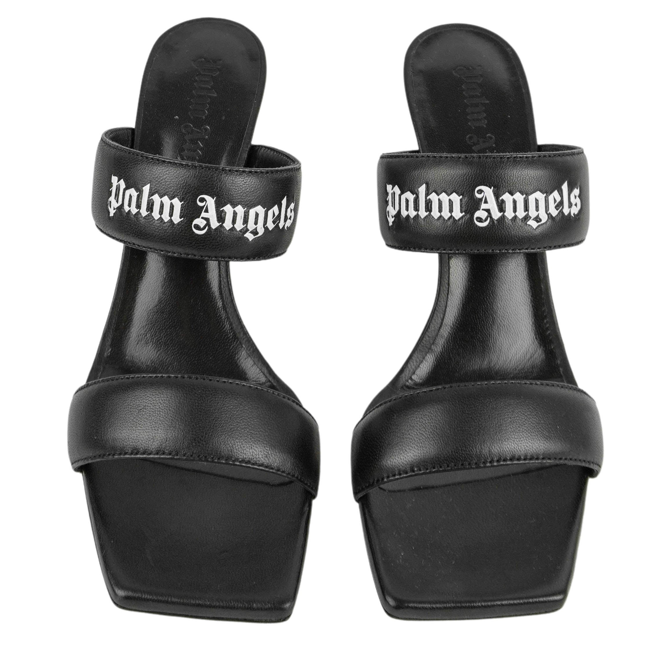 Palm Angels Logo Band Sandals in Black and White 4 Palm Angels Logo Band Sandals in Black and White