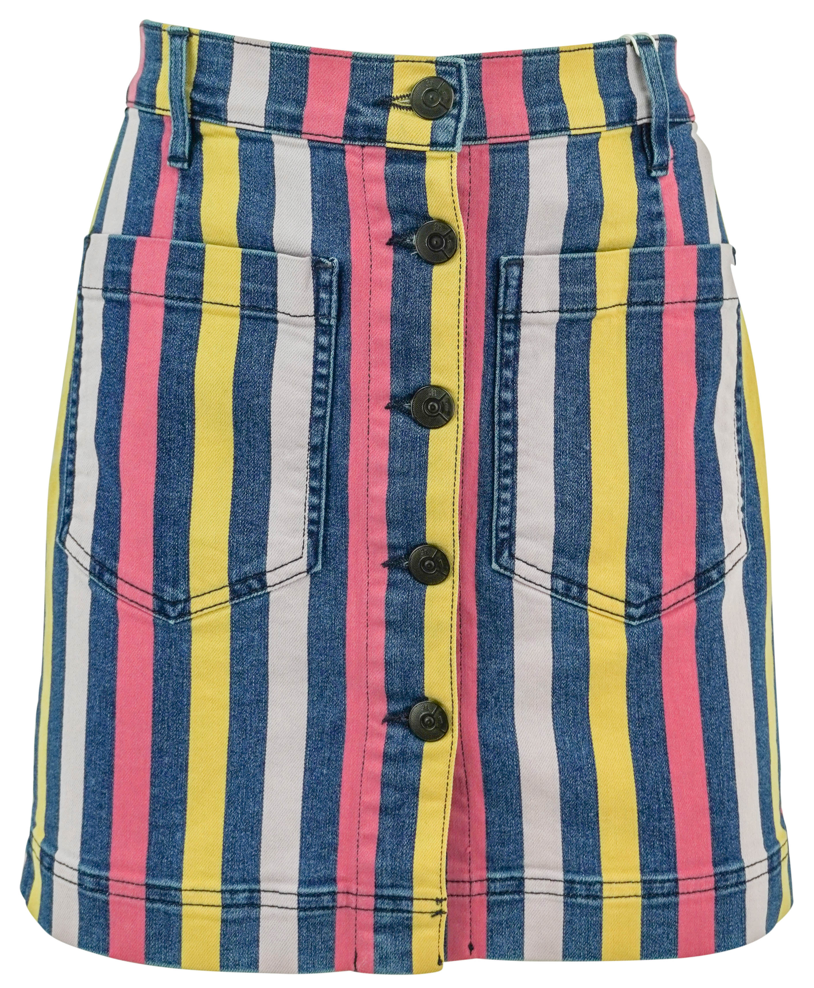3x1  NYC Striped Denim Mini Skirt in Blue Multi
