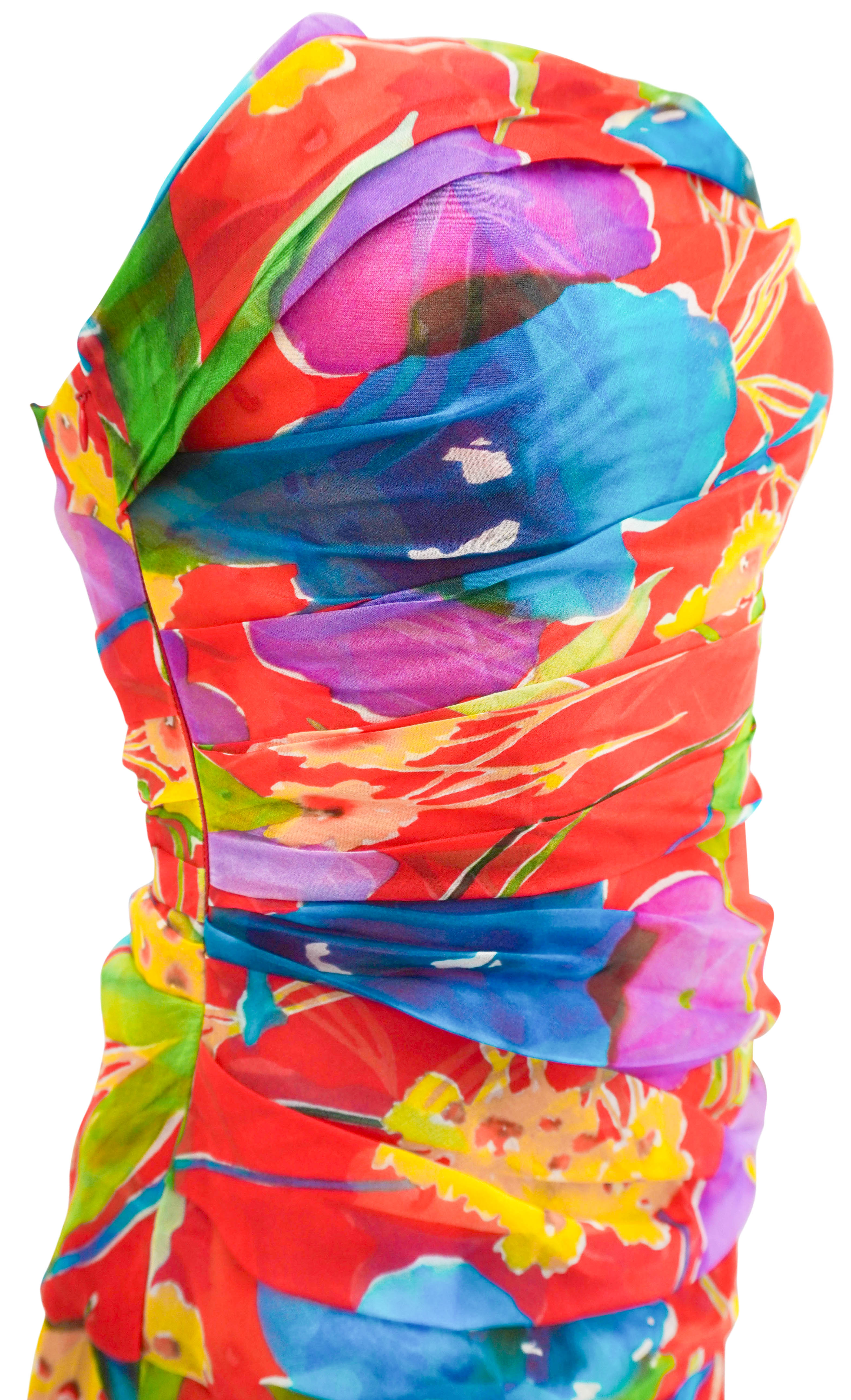 Carolina Herrera One Shoulder Ruched Midi Dress in Red Multi 6 Carolina Herrera One Shoulder Ruched Midi Dress in Red Multi
