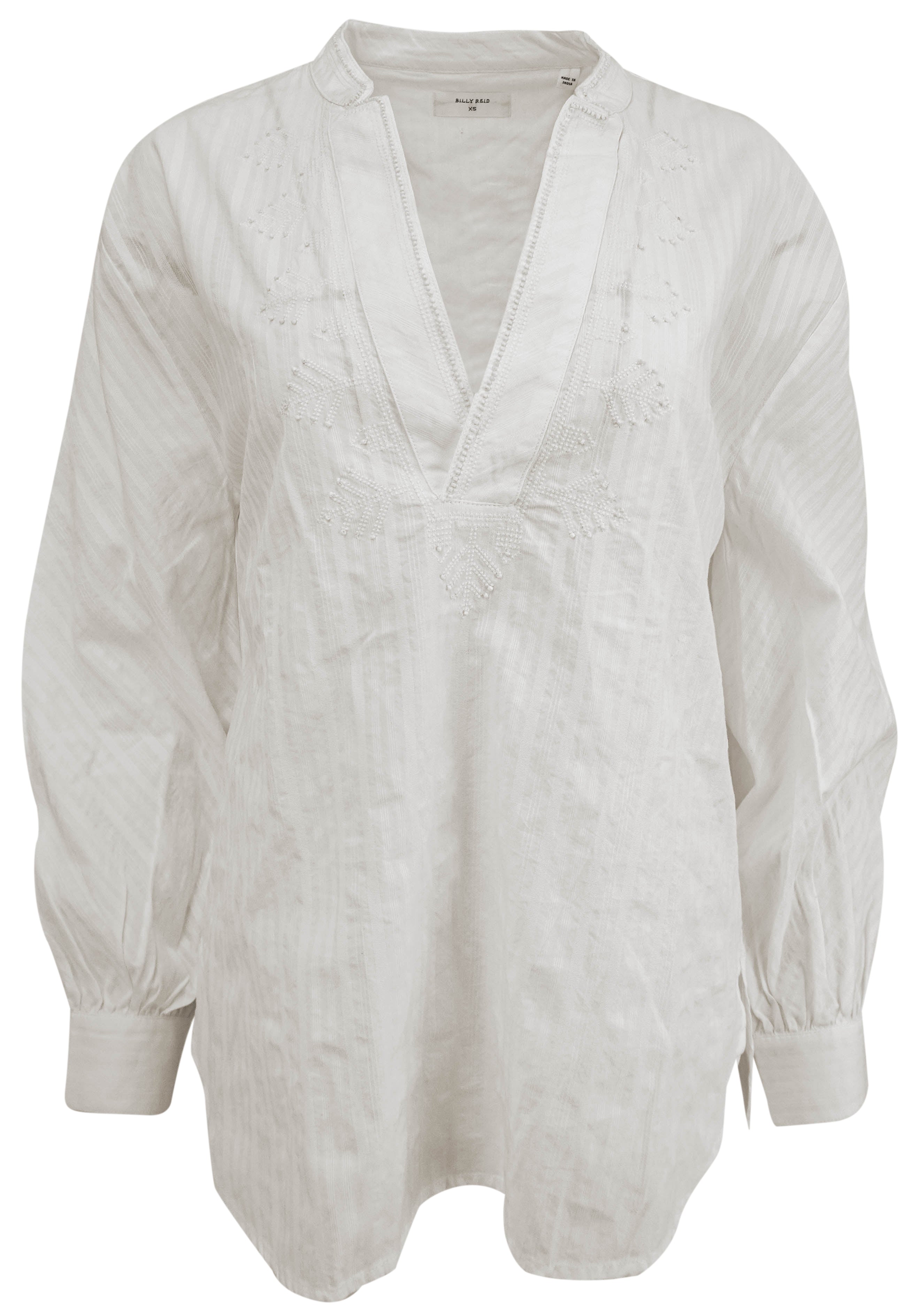Billy Reid Embellished Spring Big Shirt in White