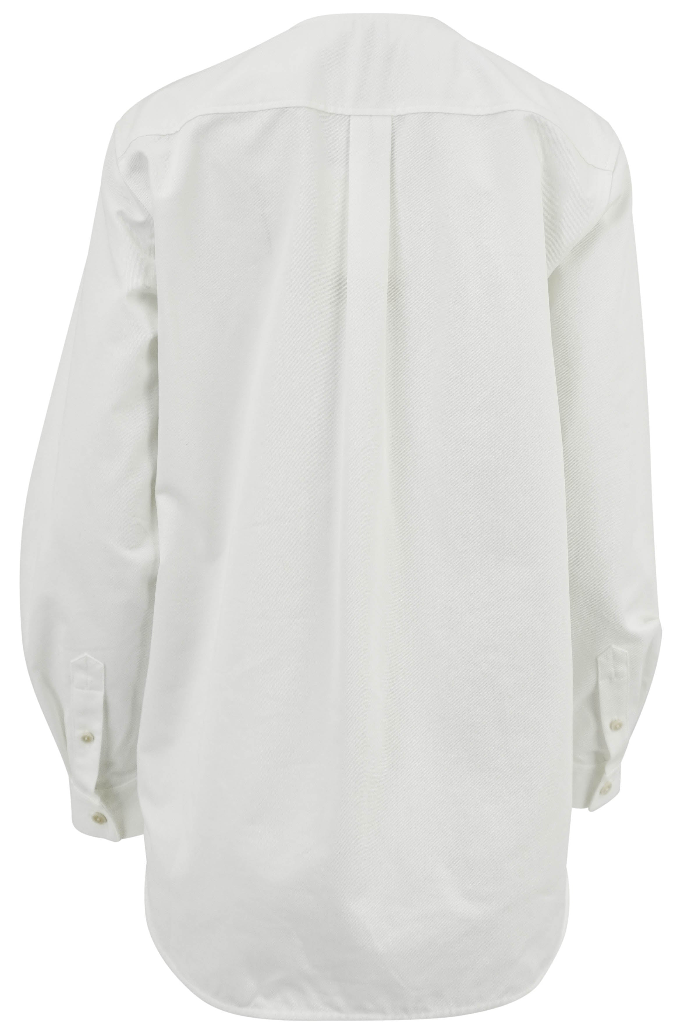 Totême Collarless Cotton Twill Shirt in White 2 Totême Collarless Cotton Twill Shirt in White