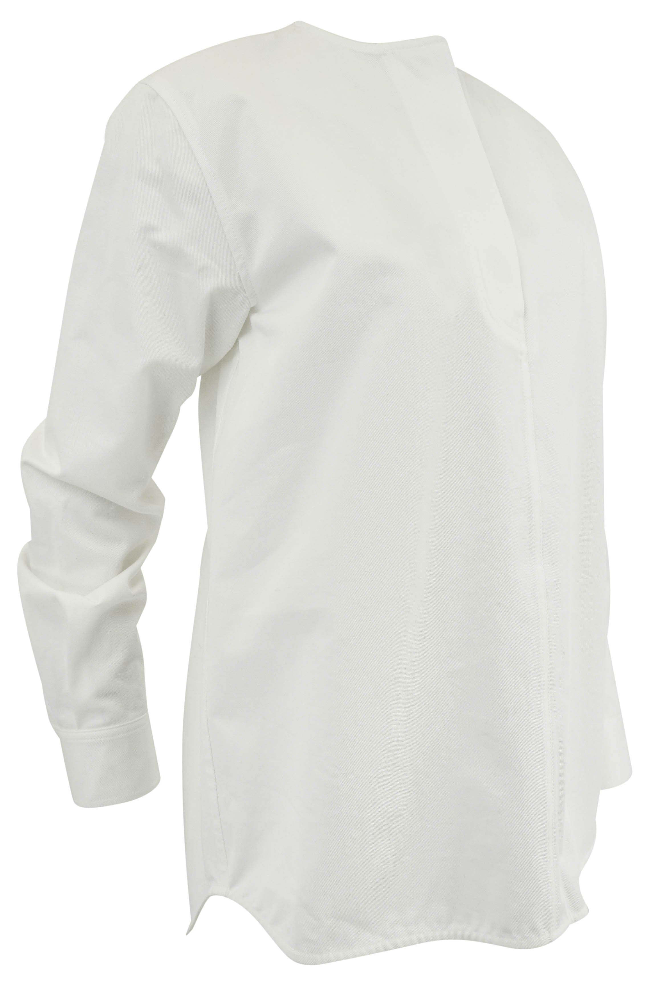 Totême Collarless Cotton Twill Shirt in White 3 Totême Collarless Cotton Twill Shirt in White