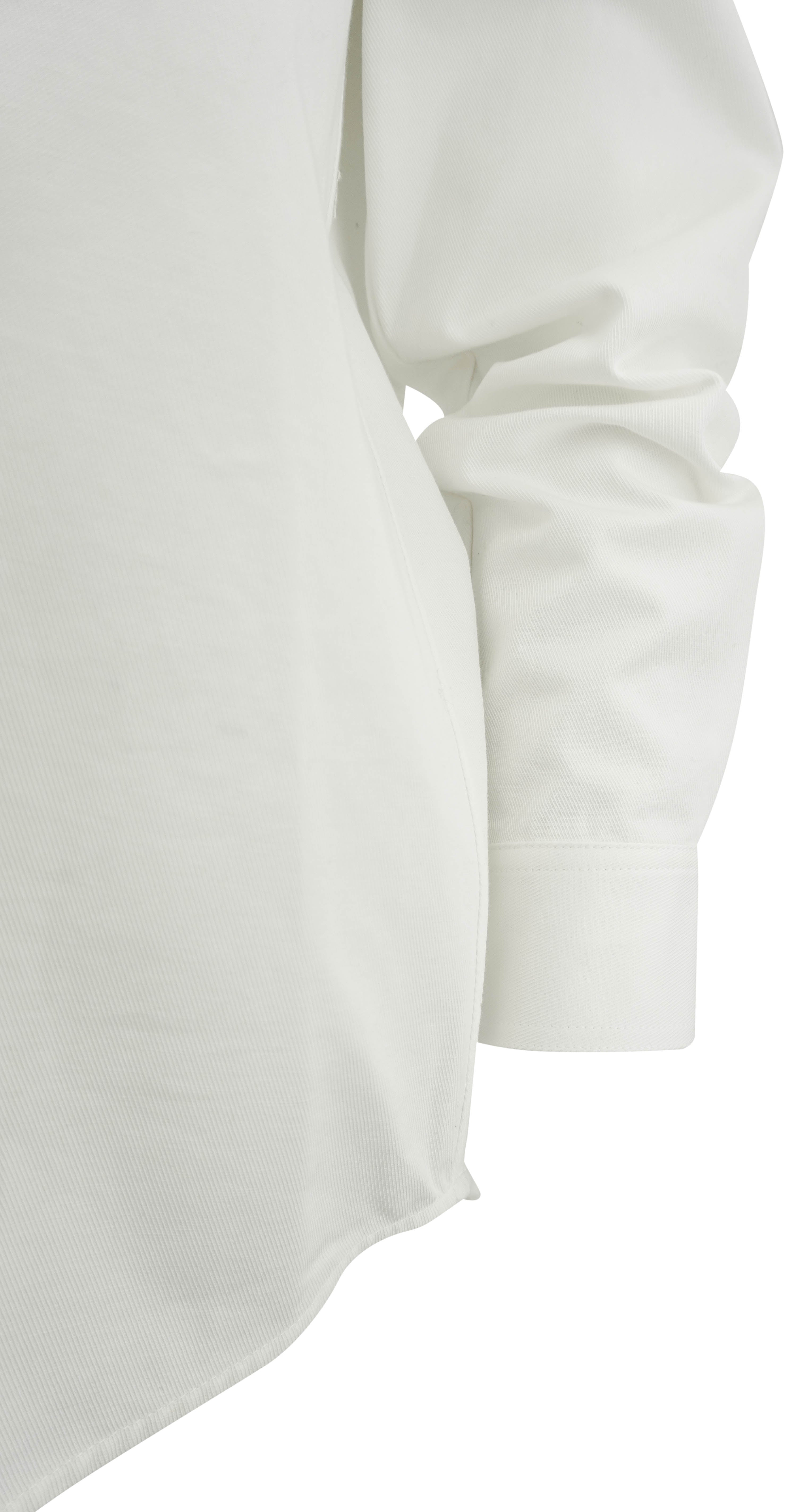 Totême Collarless Cotton Twill Shirt in White 5 Totême Collarless Cotton Twill Shirt in White