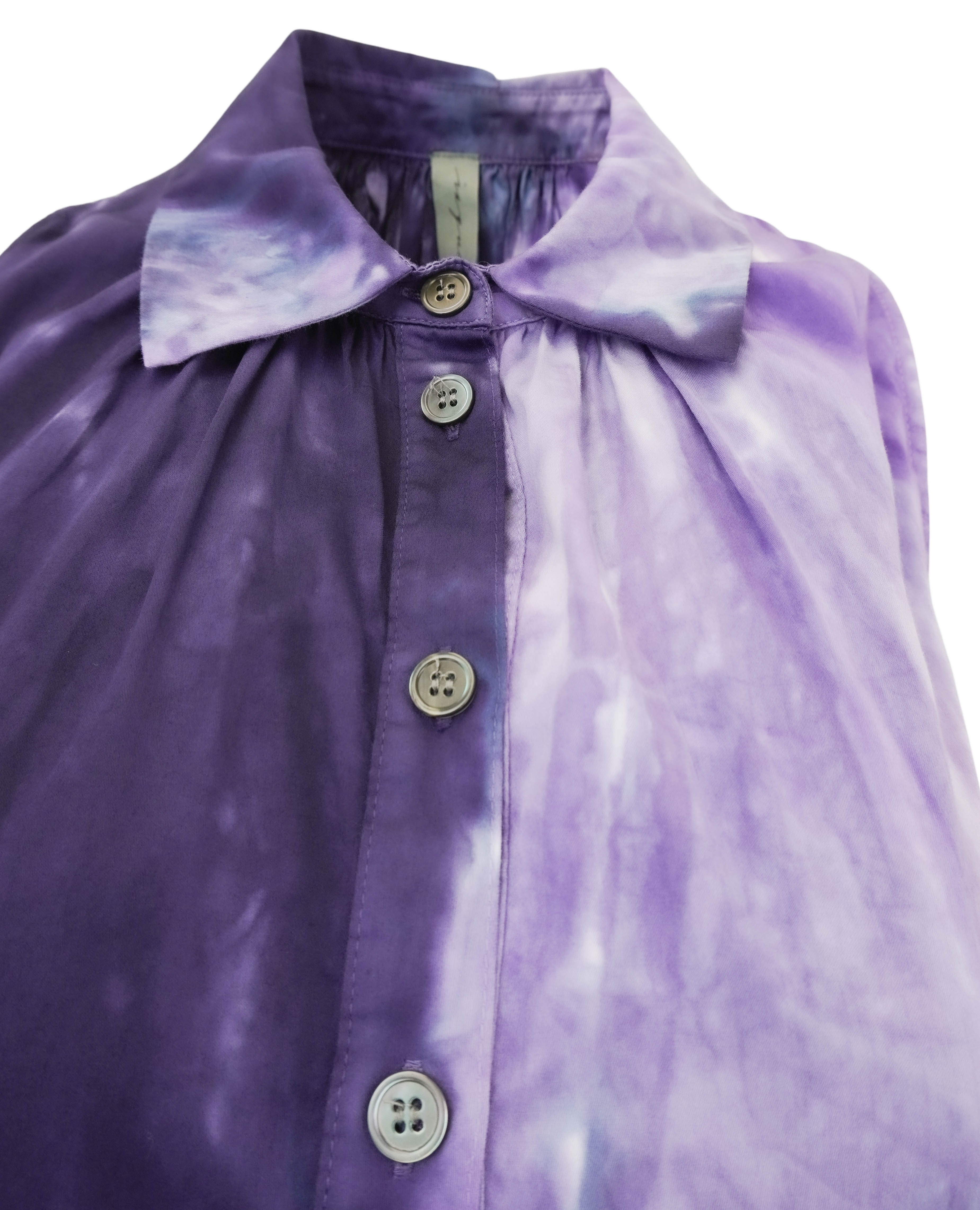 Raquel Allegra Afternoon Mini Dress in Cosmic Eggplant Treatment 1 Raquel Allegra Afternoon Mini Dress in Cosmic Eggplant Treatment
