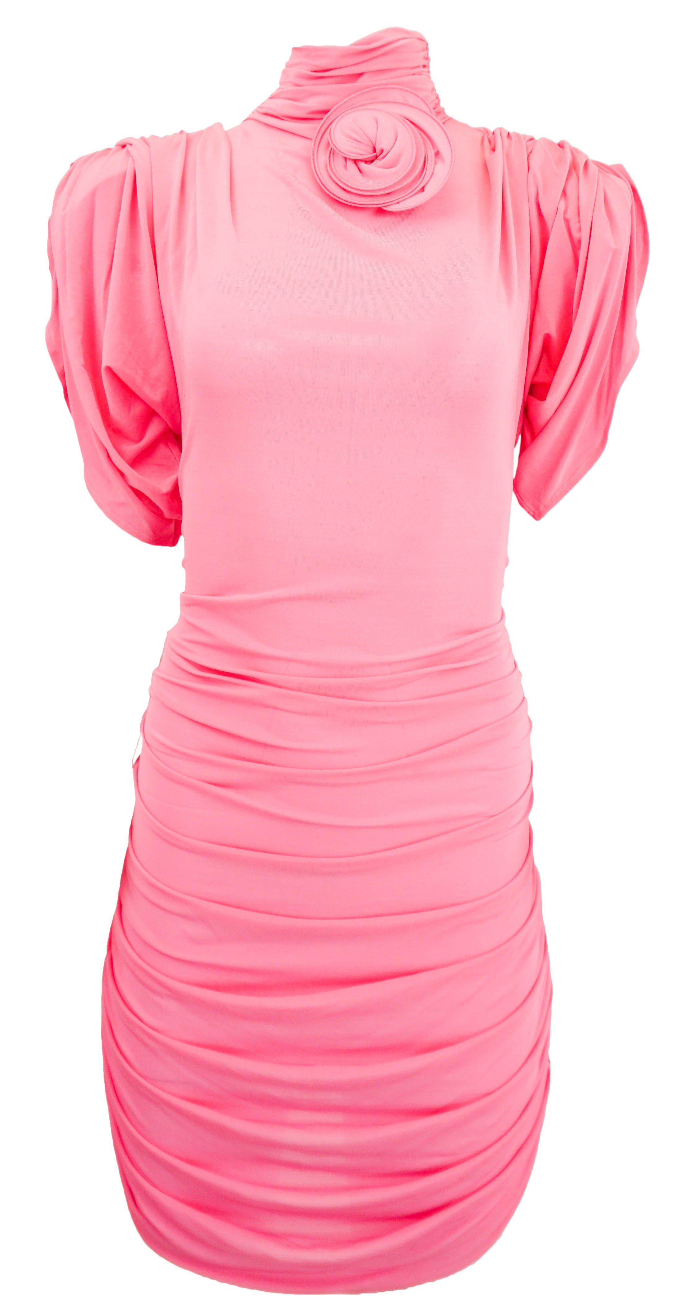 Magda Butrym Draped Turtleneck Jersey Dress in Pink 2 Magda Butrym Draped Turtleneck Jersey Dress in Pink