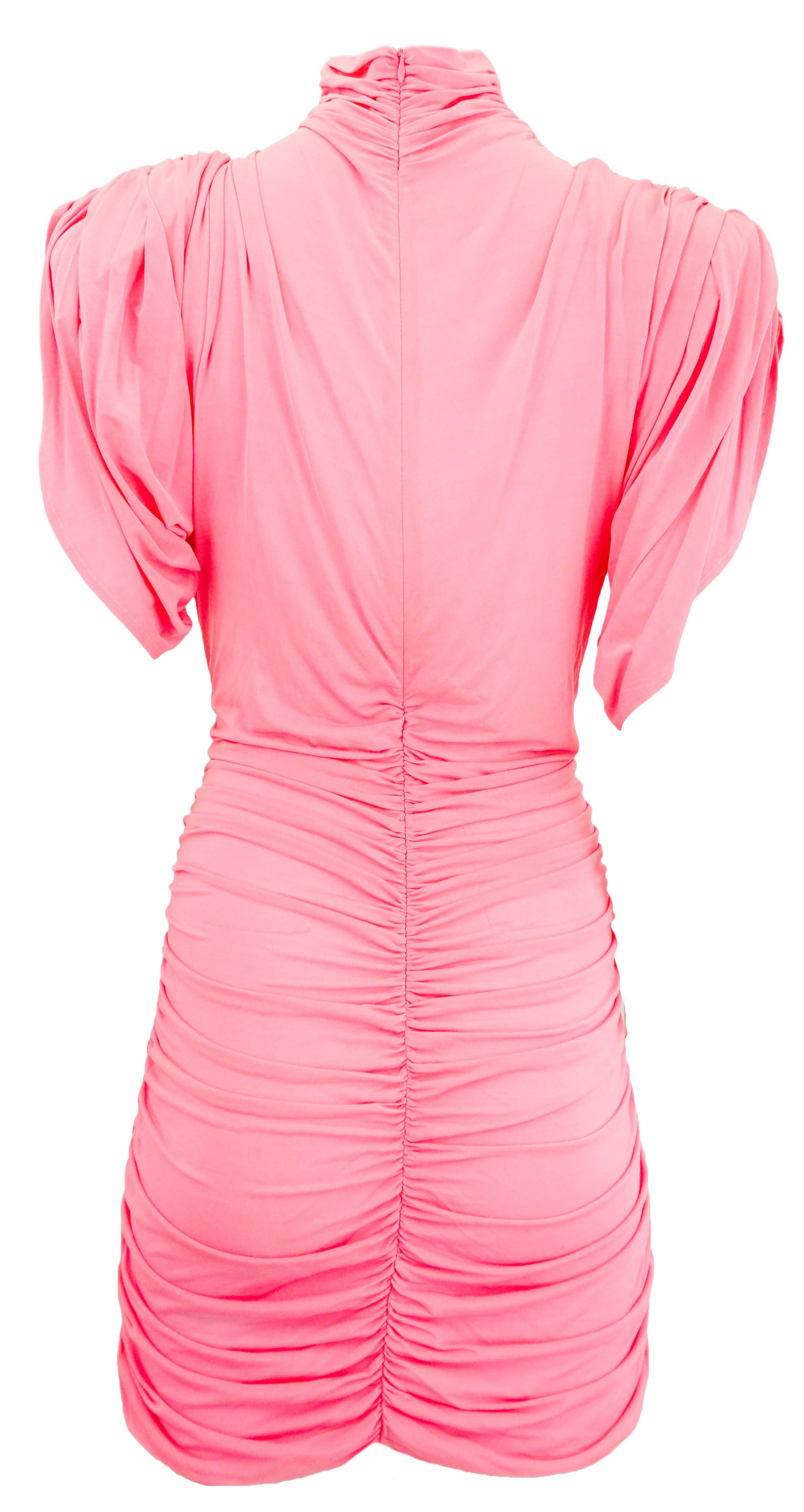 Magda Butrym Draped Turtleneck Jersey Dress in Pink 3 Magda Butrym Draped Turtleneck Jersey Dress in Pink