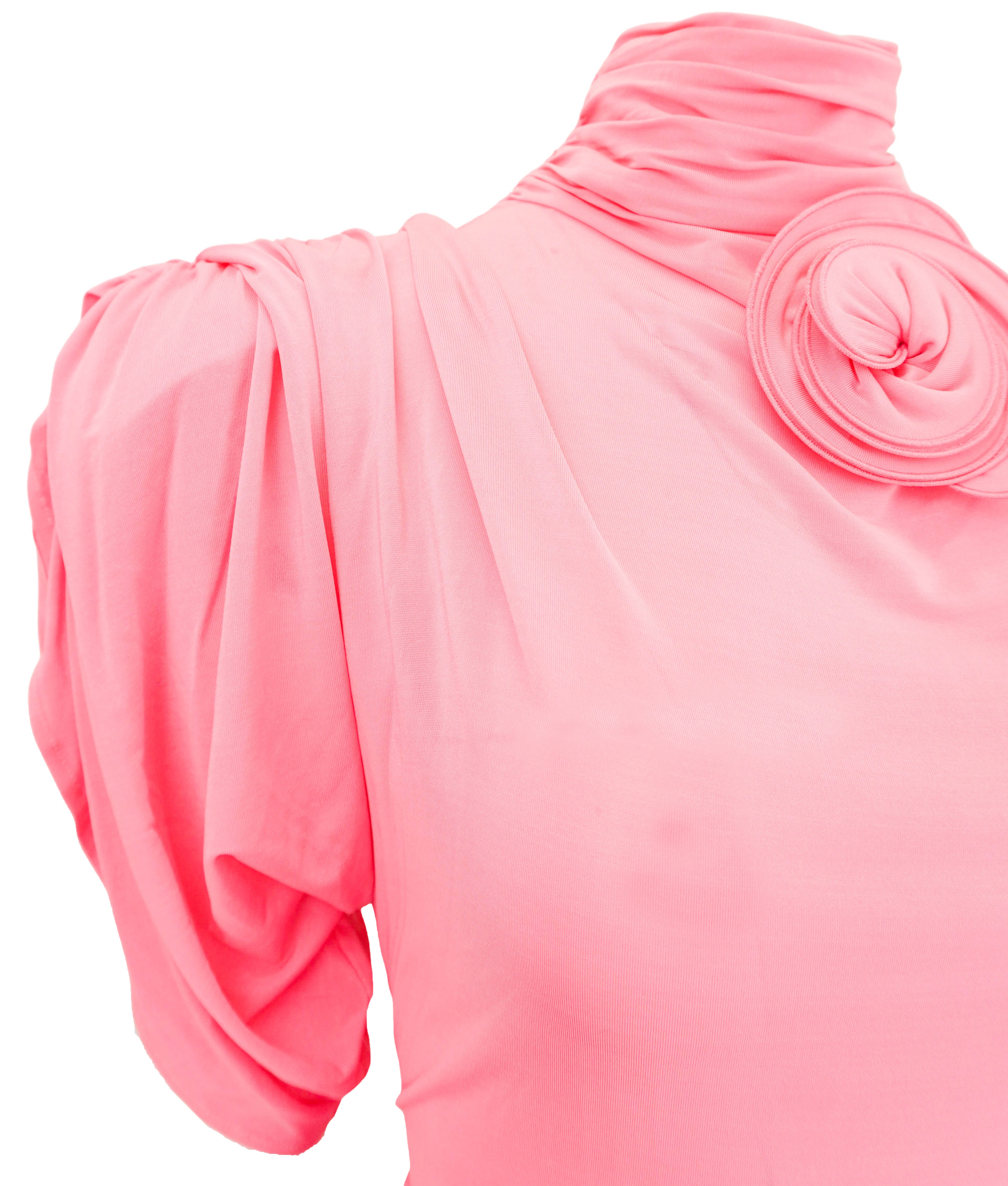 Magda Butrym Draped Turtleneck Jersey Dress in Pink 1 Magda Butrym Draped Turtleneck Jersey Dress in Pink