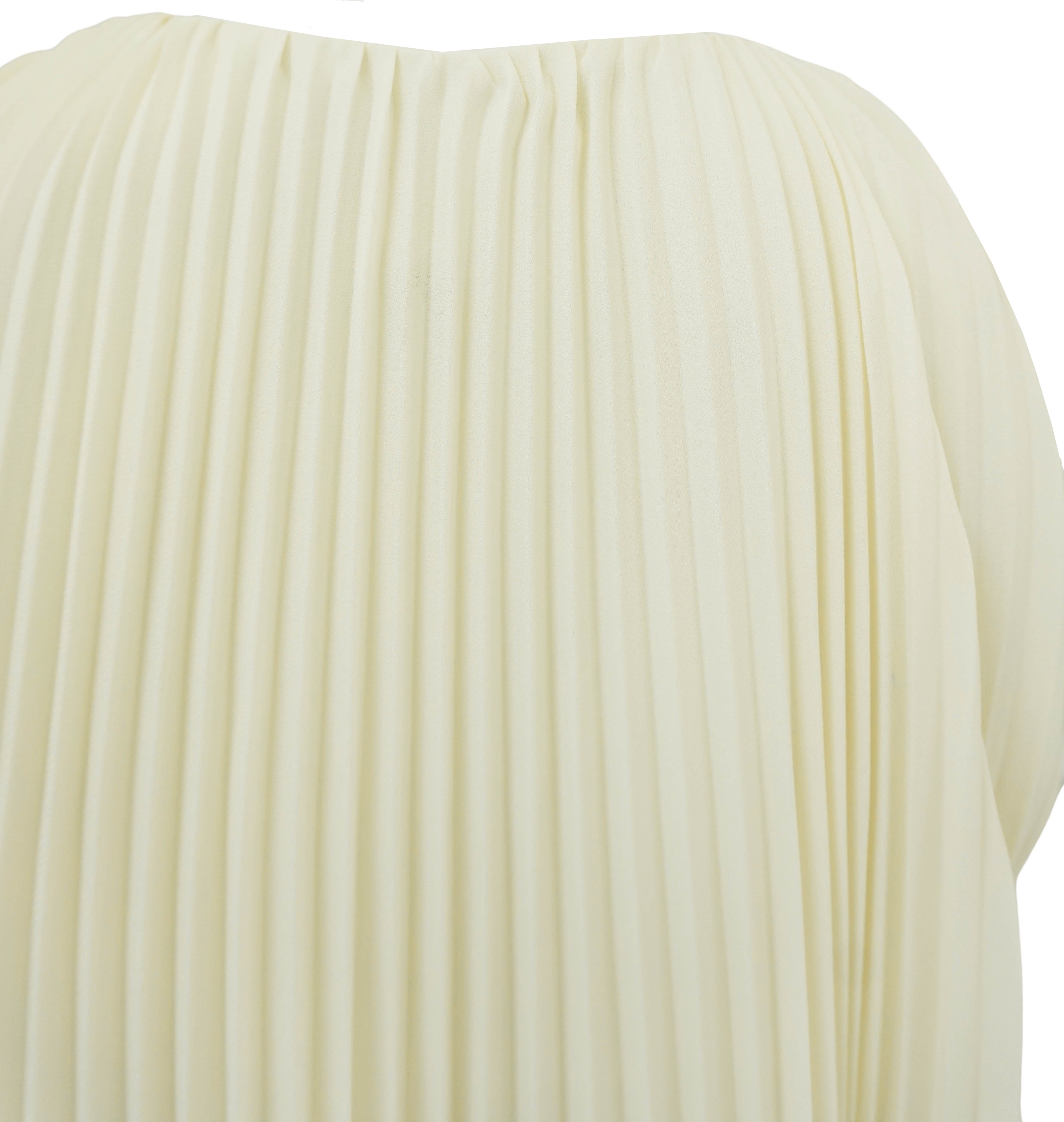 Brandon Maxwell The Hallett Pleated Two Tiered Tea Length Dress in Off White