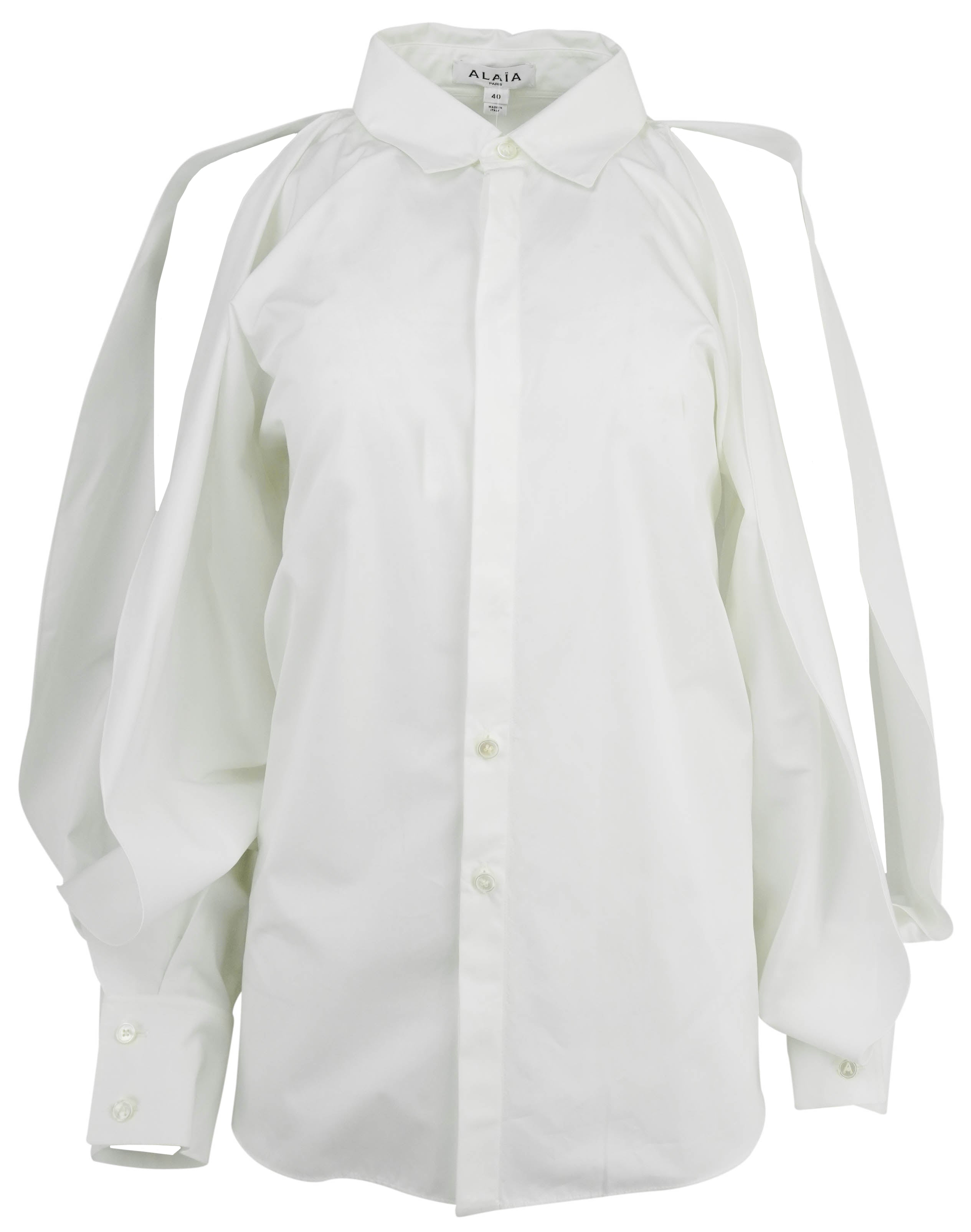 Alaïa Round Cotton Poplin Shirt in White