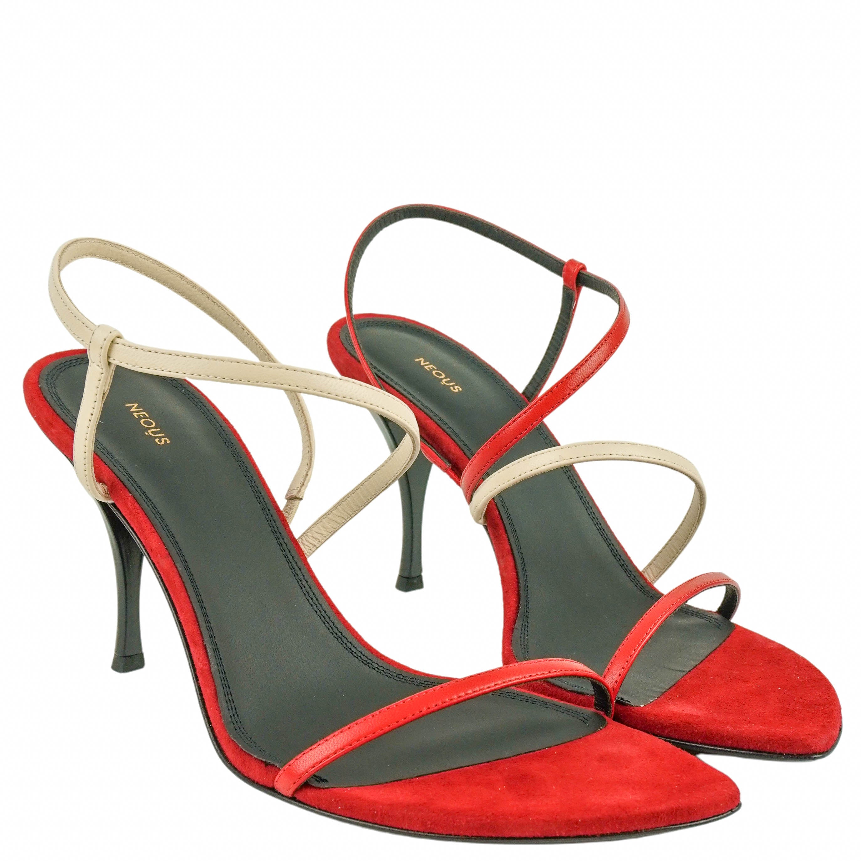 Neous Nembus Slingback Heels in Red and Cream 3 Neous Nembus Slingback Heels in Red and Cream