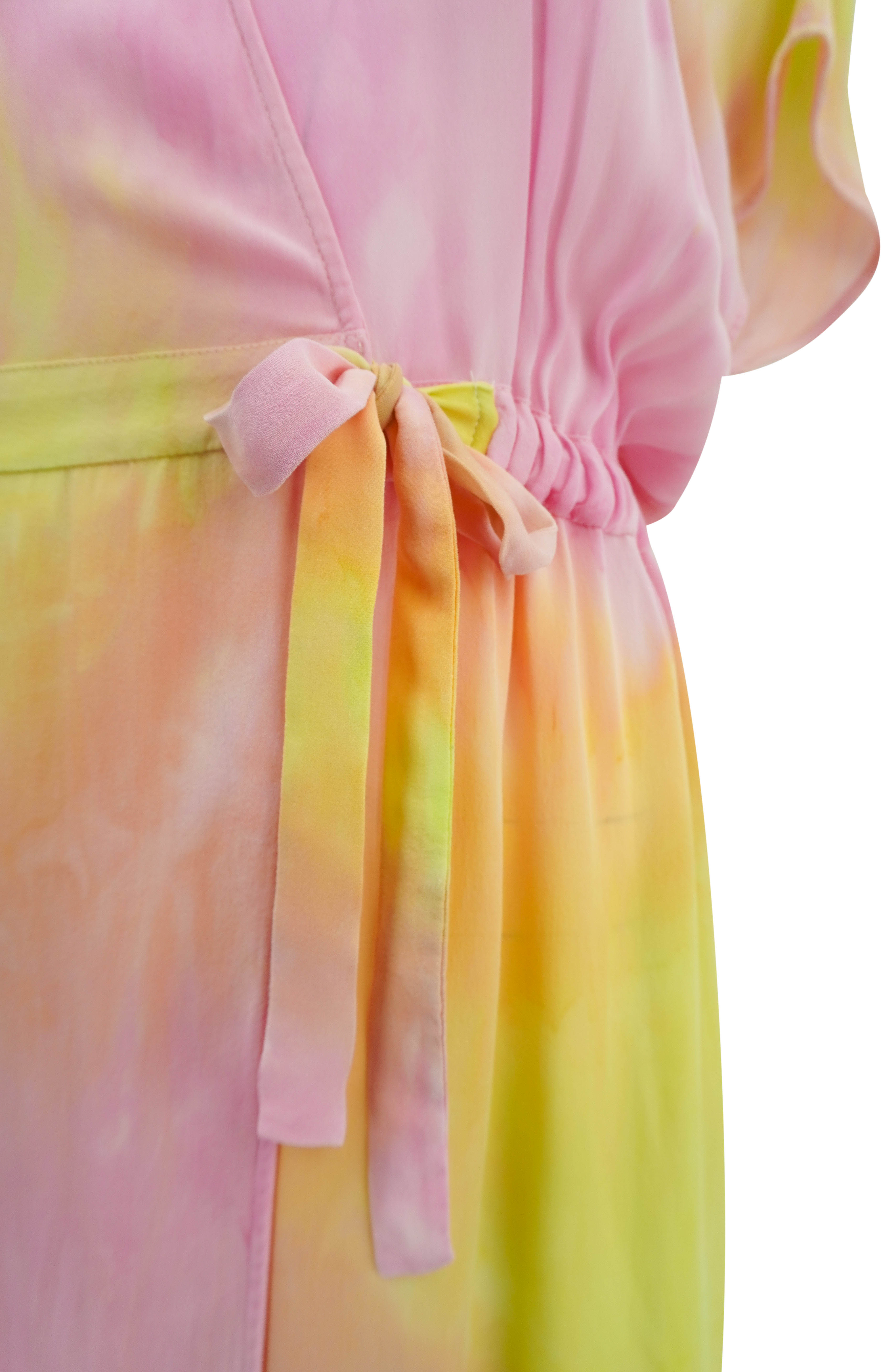 Raquel Allegra Diane Wrap Midi Dress in Pink Cosmos