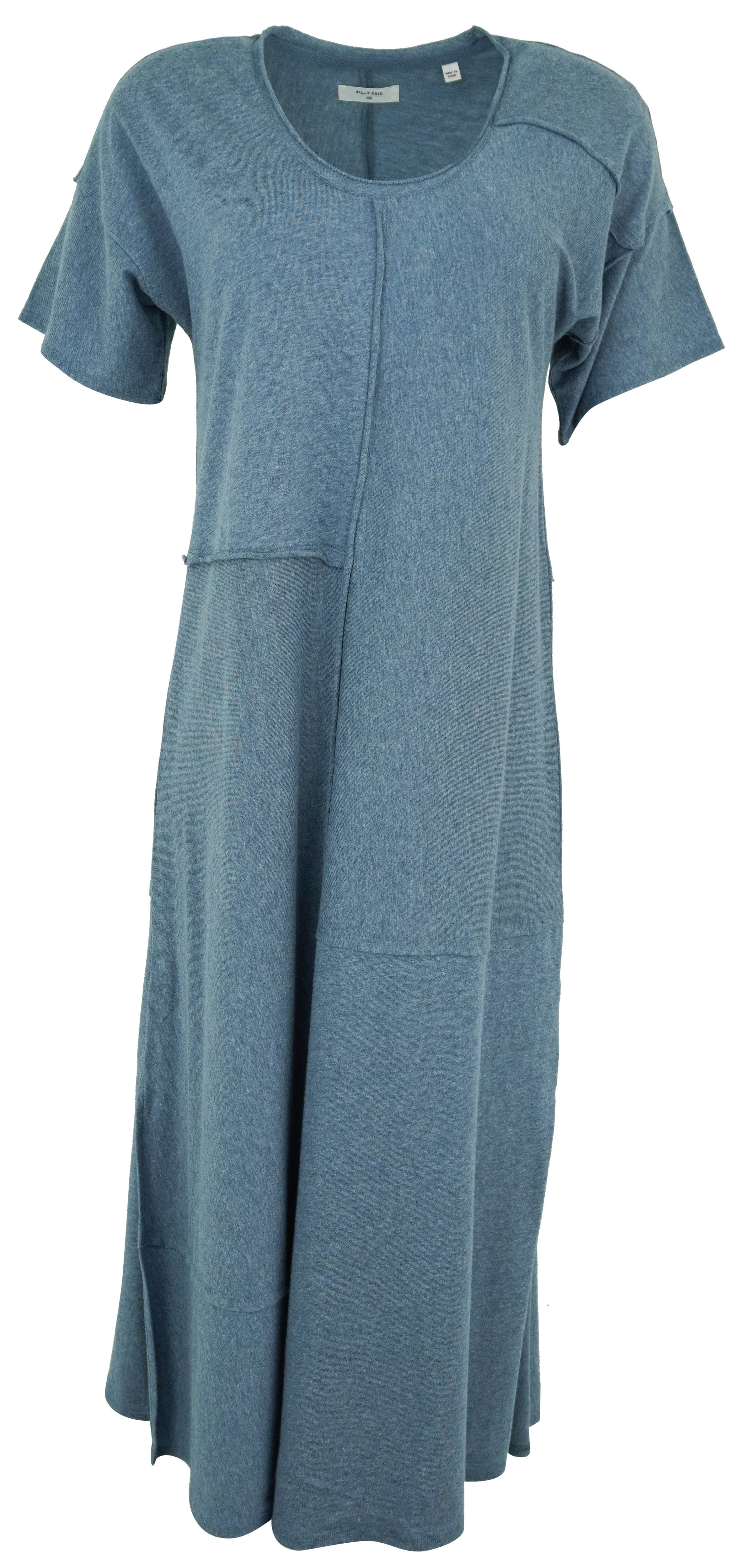 Billy Reid Patchwork Knit Dress in Heather Denim Blue 1 Billy Reid Patchwork Knit Dress in Heather Denim Blue