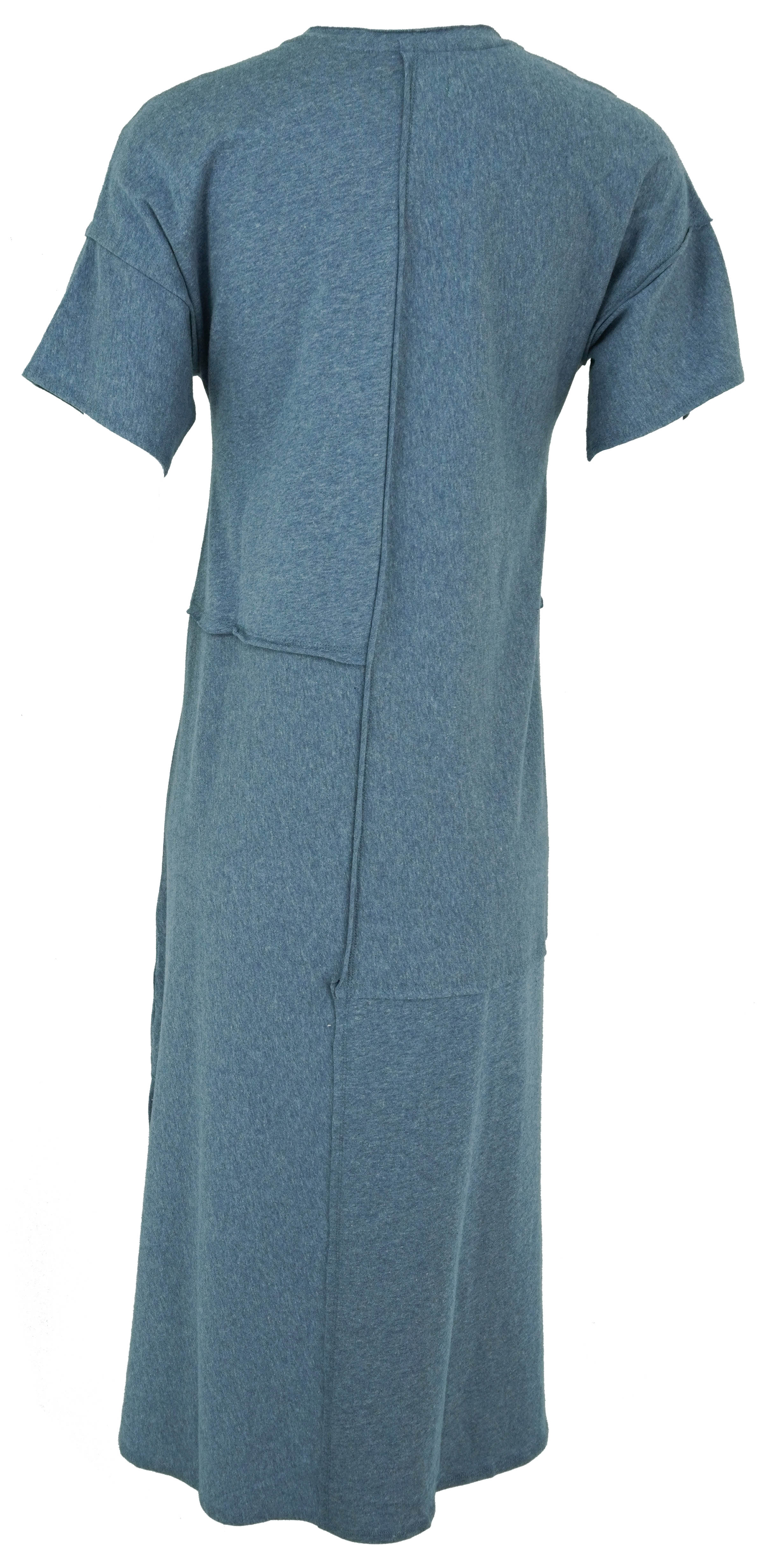 Billy Reid Patchwork Knit Dress in Heather Denim Blue 2 Billy Reid Patchwork Knit Dress in Heather Denim Blue