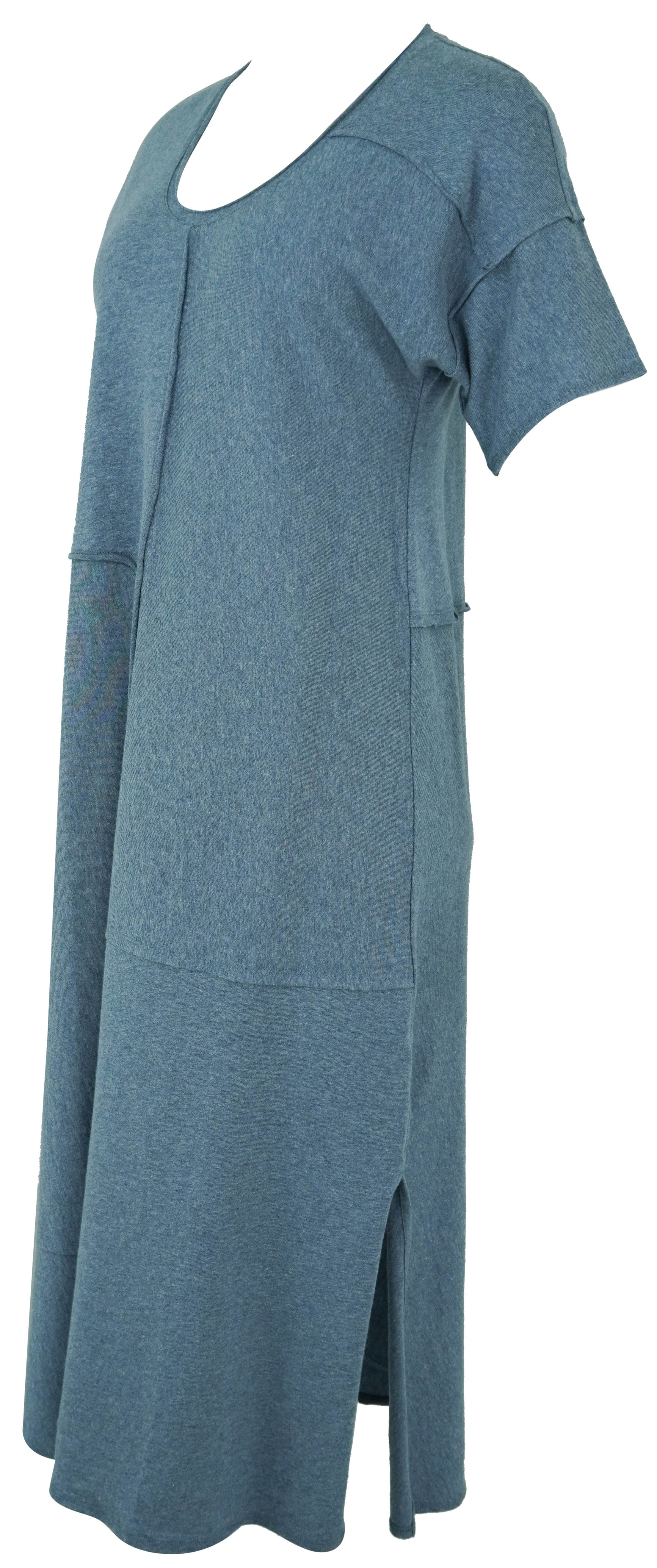 Billy Reid Patchwork Knit Dress in Heather Denim Blue 3 Billy Reid Patchwork Knit Dress in Heather Denim Blue
