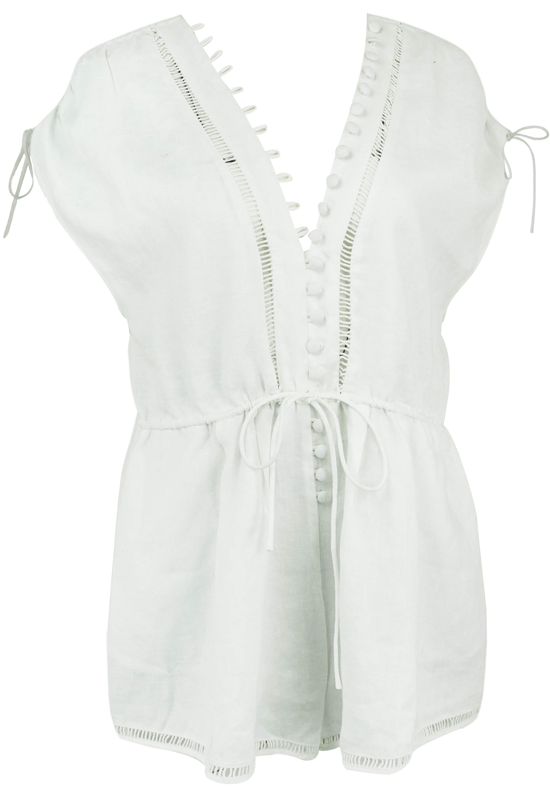 Joslin Mary Lin Linen Playsuit in Optical White