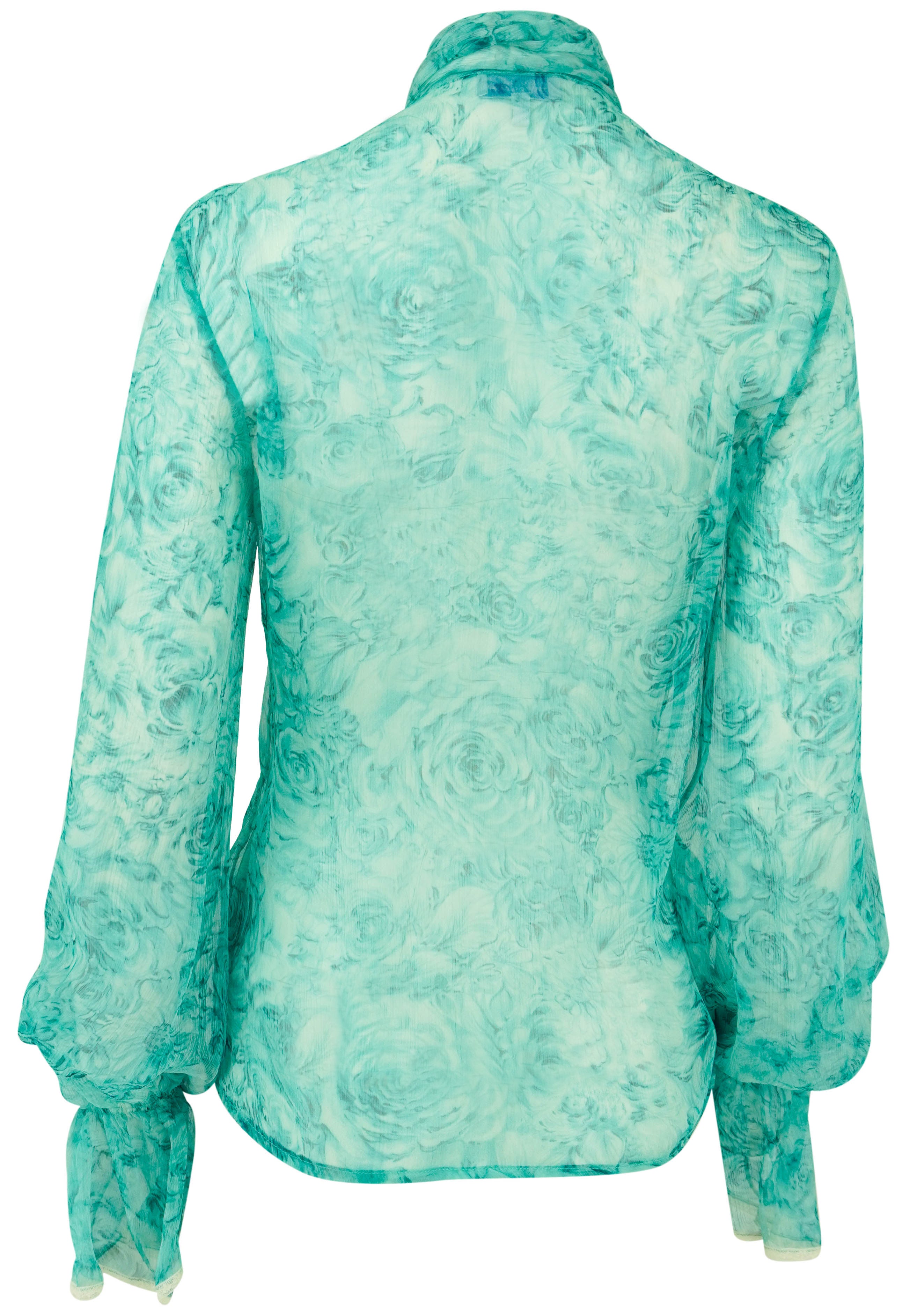 Luisa Beccaria Marco Rose Chiffon Blouse in Blue 2 Luisa Beccaria Marco Rose Chiffon Blouse in Blue