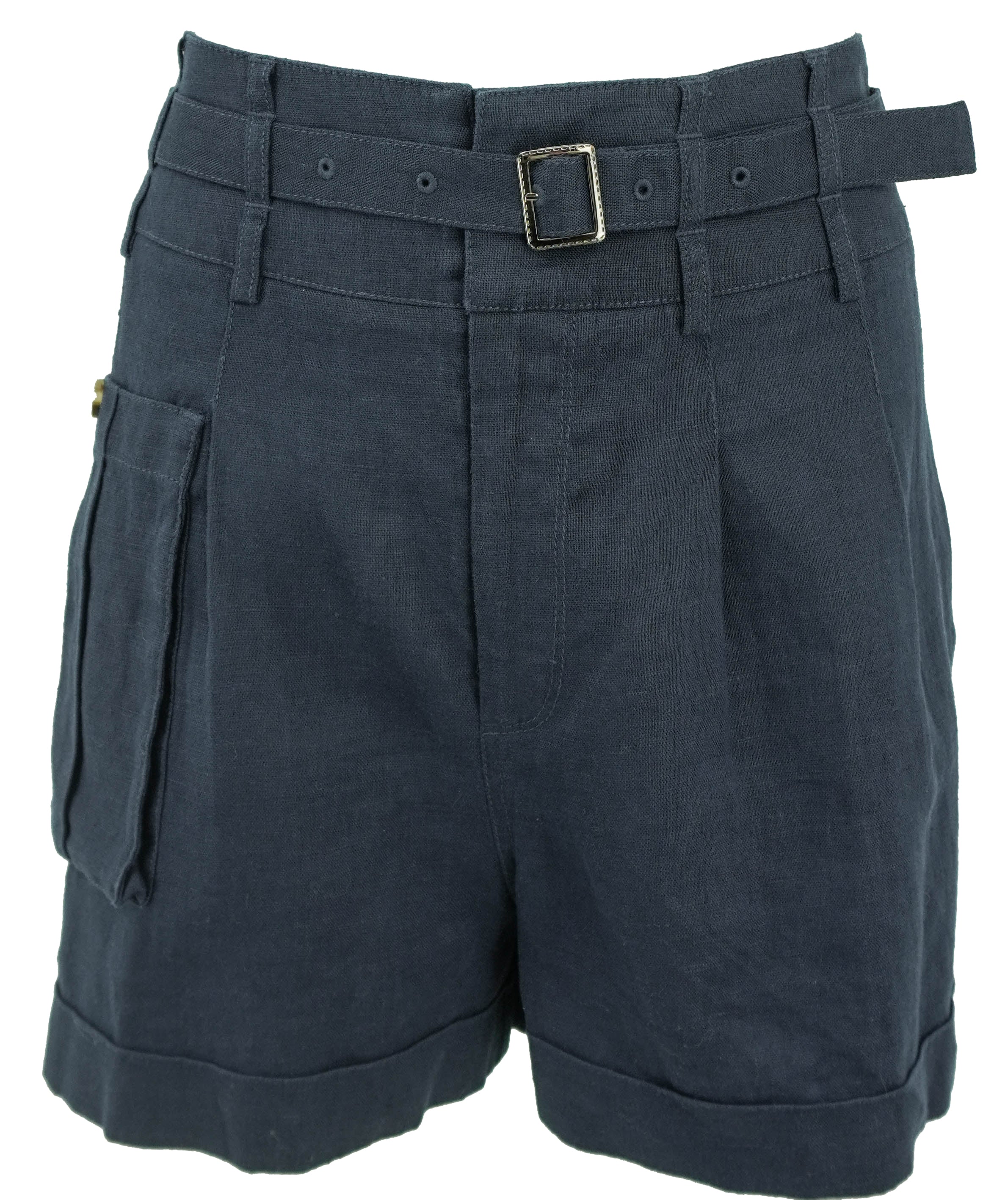 ATM Heavyweight Linen High Waisted Shorts in Midnight