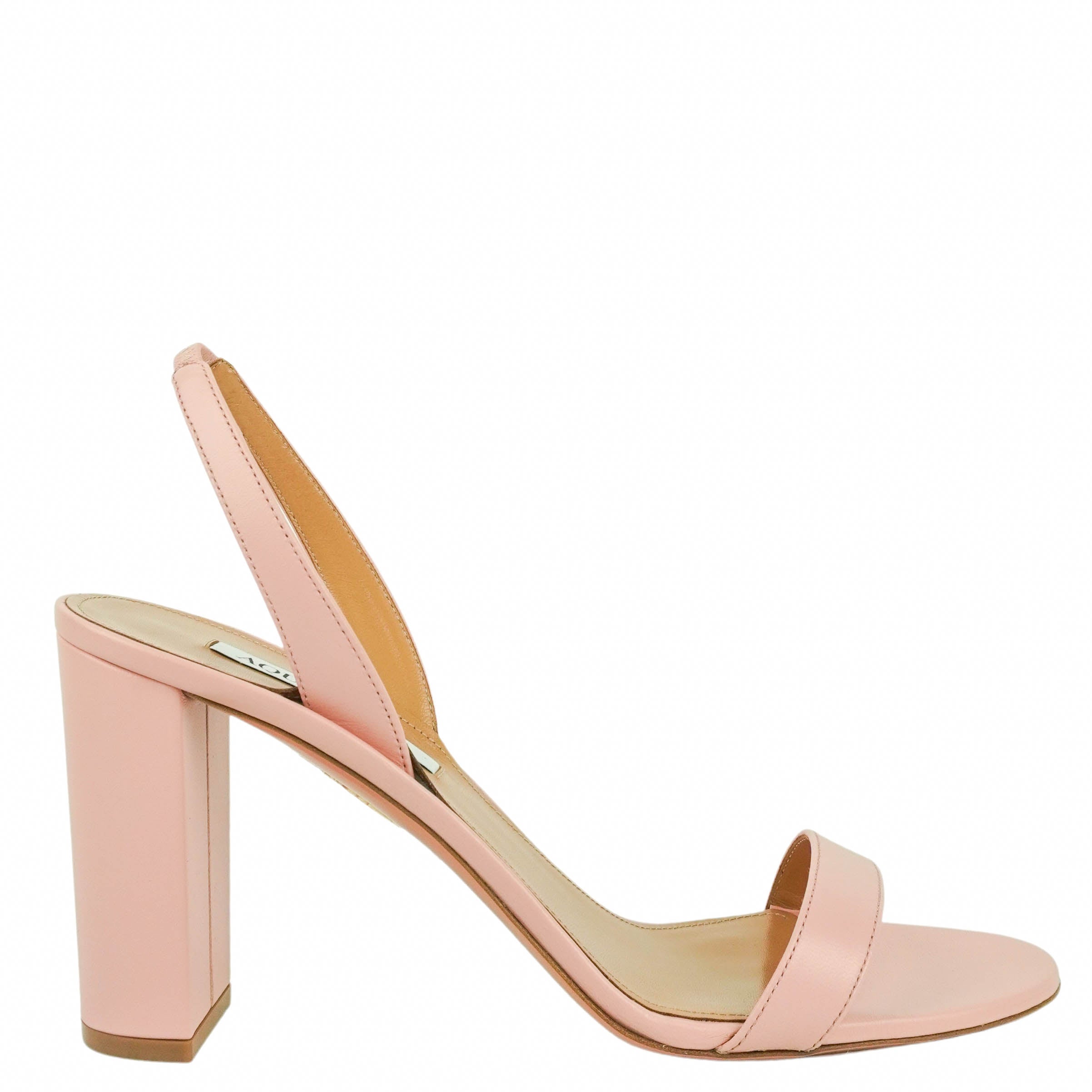 Aquazzura So Nude Block 85 Sandals in Mademoiselle Pink