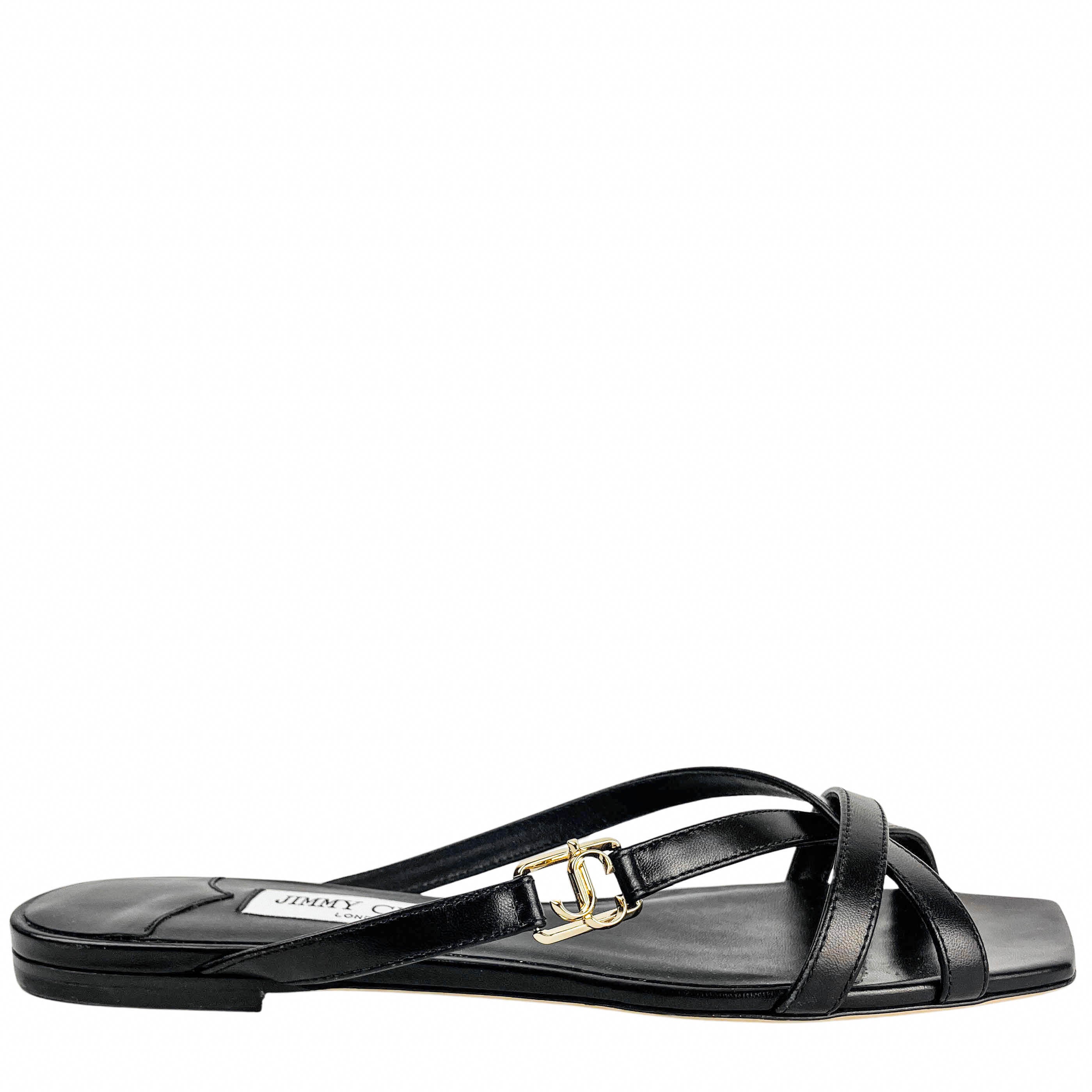 Jimmy Choo Jess Flat Strappy Sandals in Black