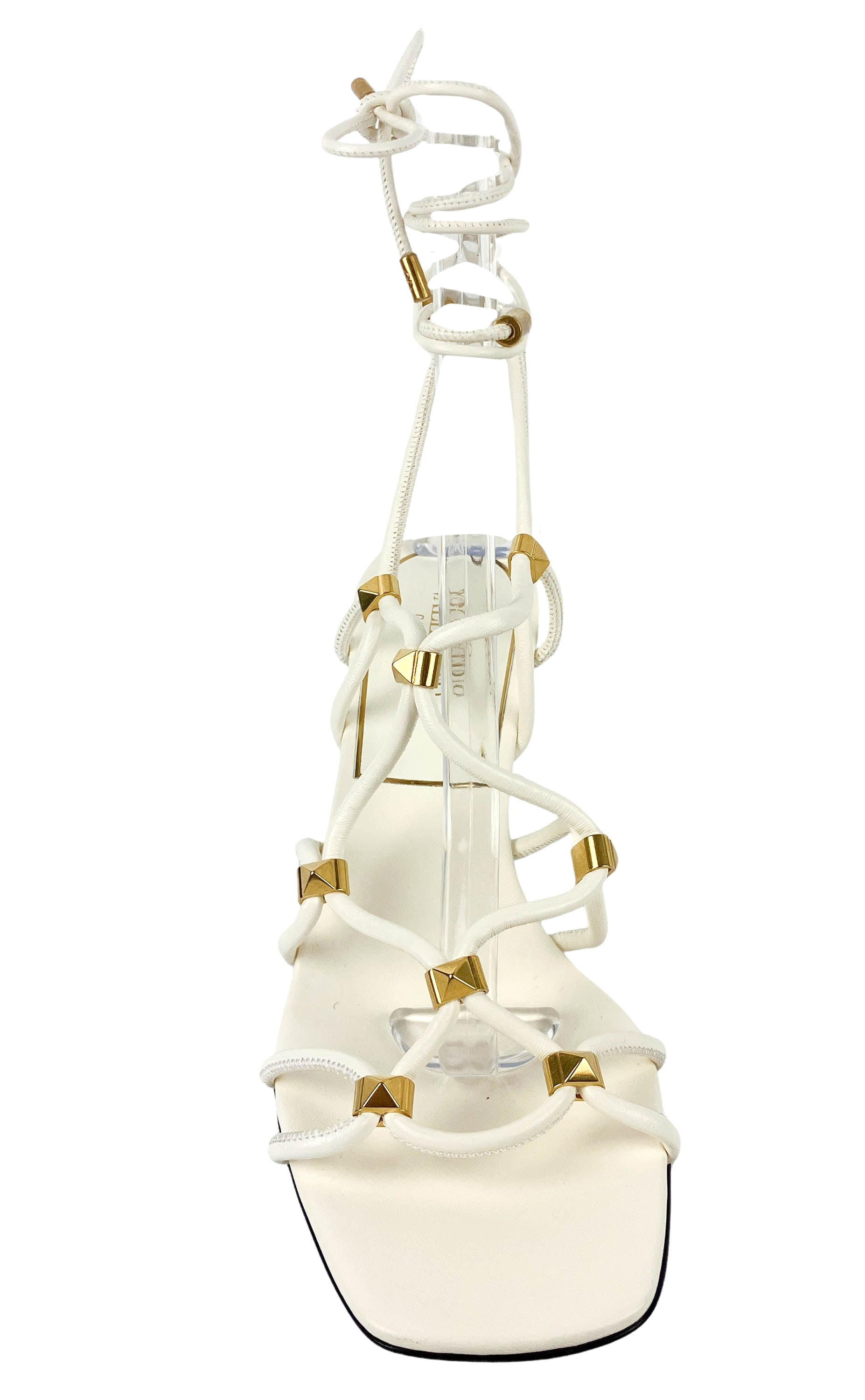 Valentino Lace Up Sandals in Cream and Gold 3 Valentino Lace Up Sandals in Cream and Gold