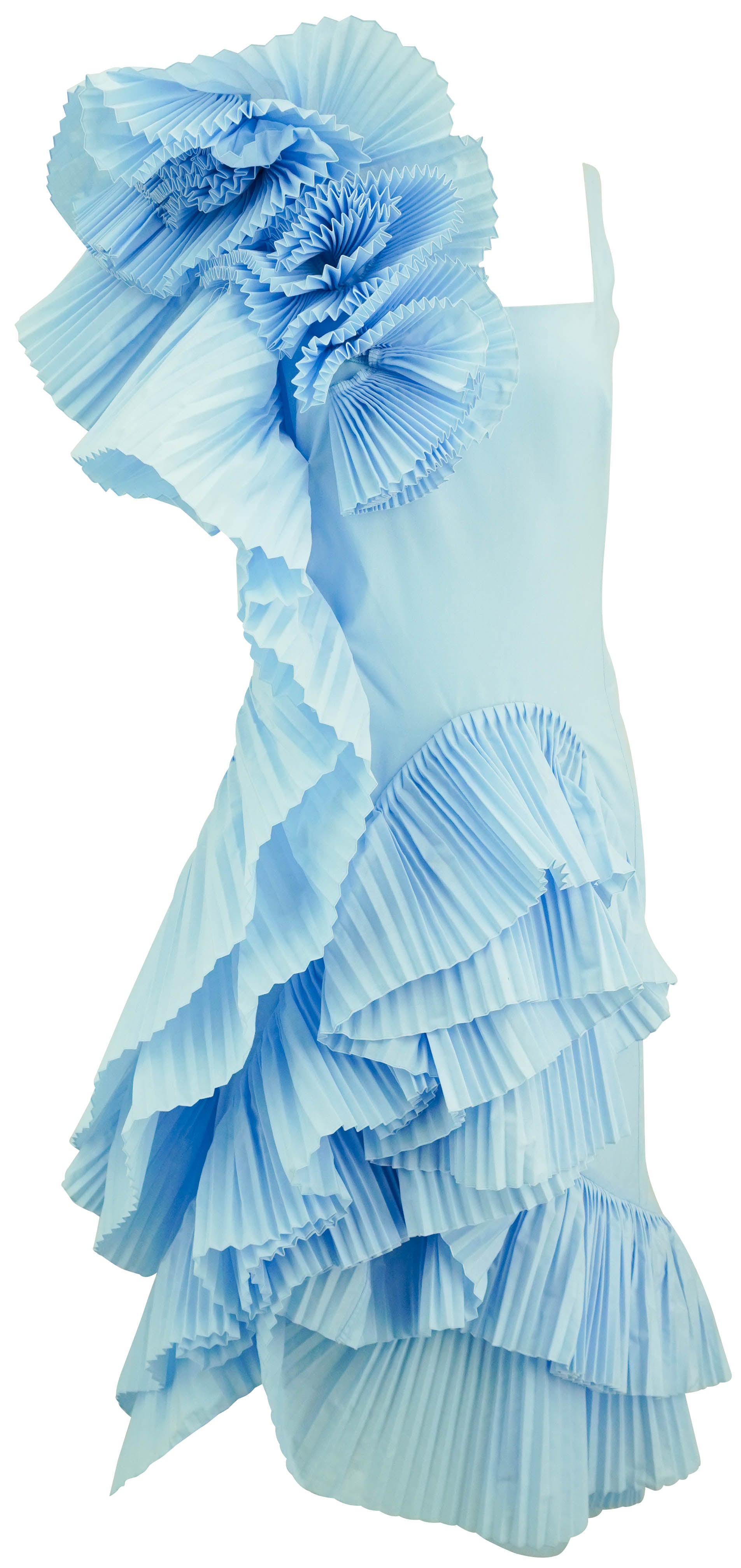 Dries Van Noten Debanas Fan Dress in Sky 2 Dries Van Noten Debanas Fan Dress in Sky