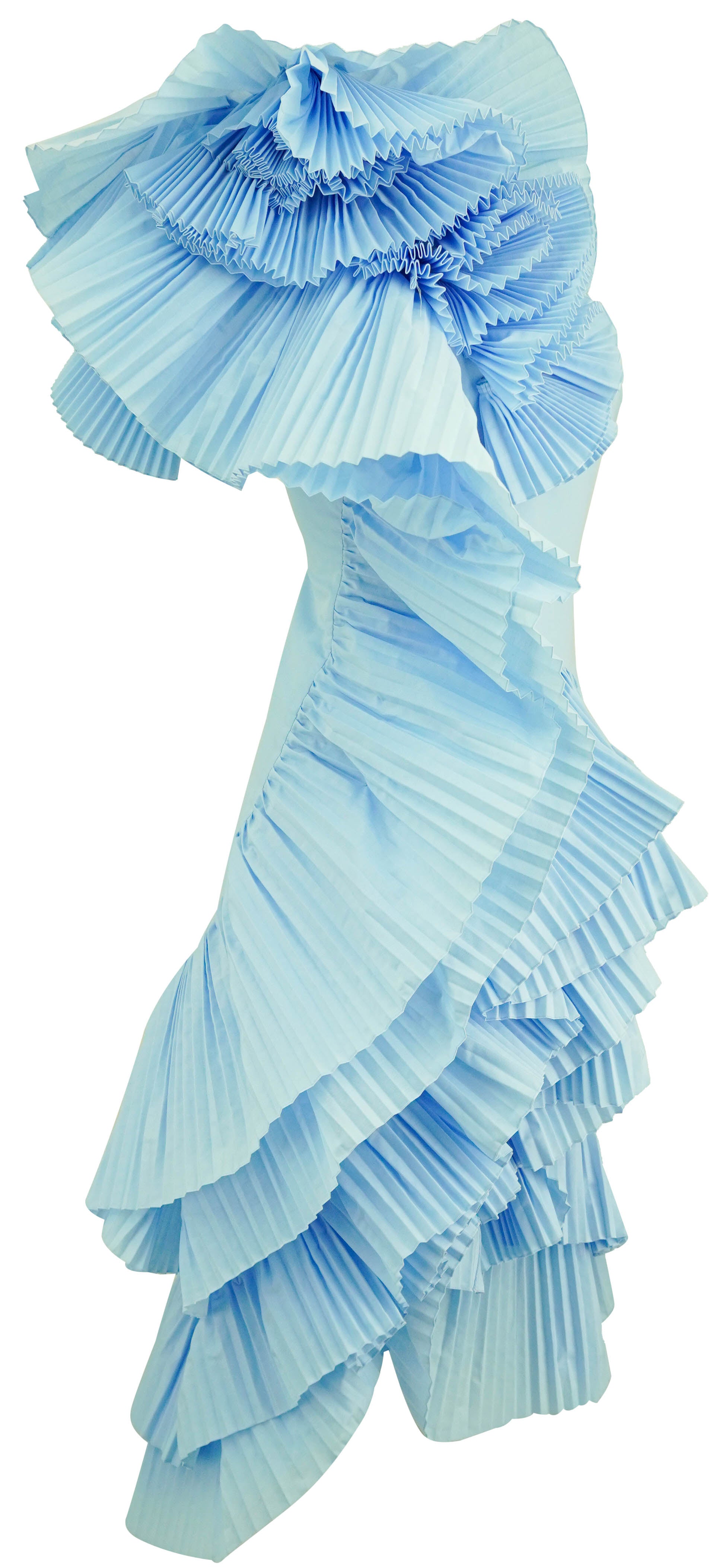 Dries Van Noten Debanas Fan Dress in Sky 4 Dries Van Noten Debanas Fan Dress in Sky
